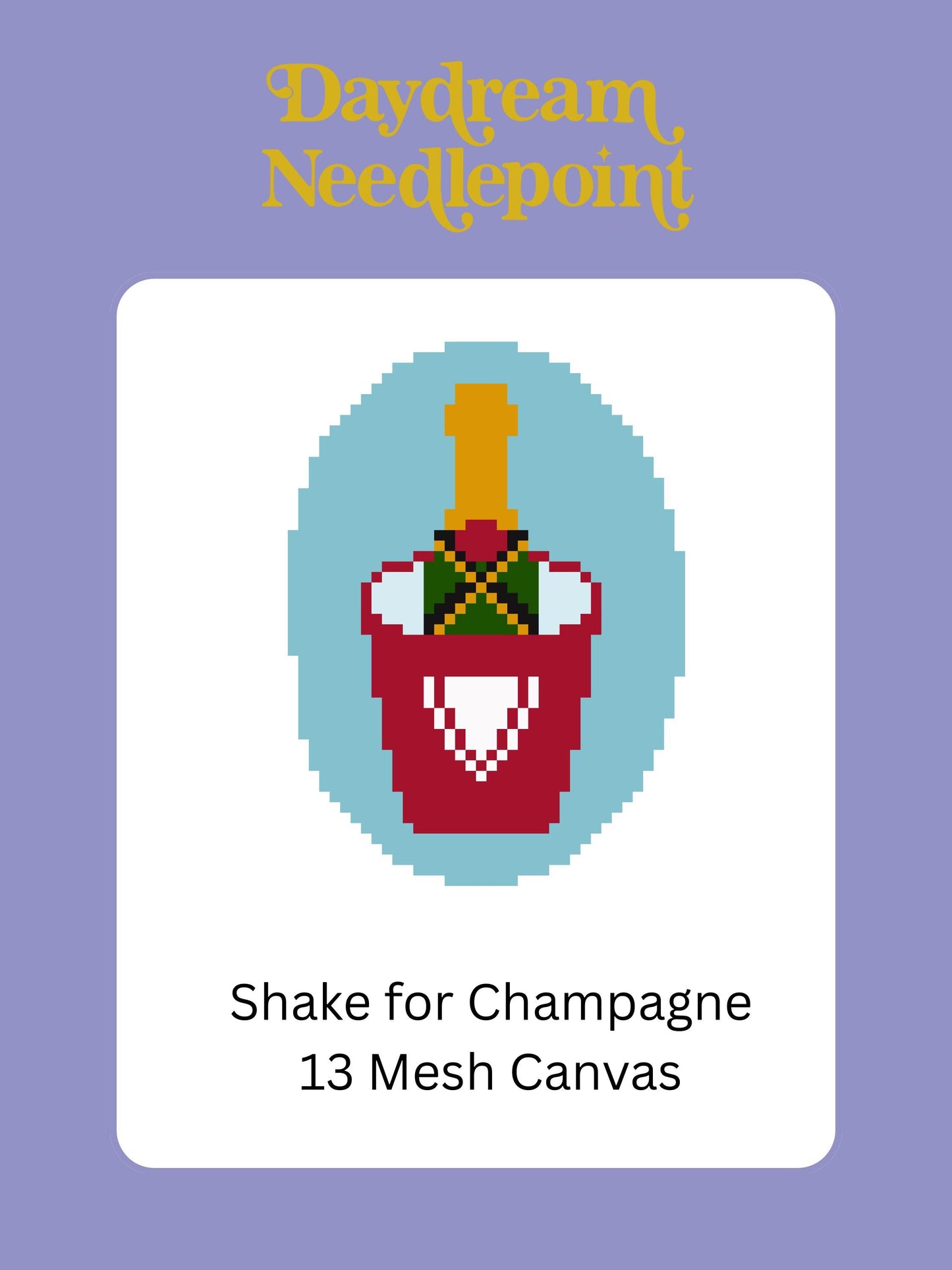 Champagne Bucket - Painted Needlepoint Canvas, Virgin Voyages Inspired Travel Ornament, 13 Mesh