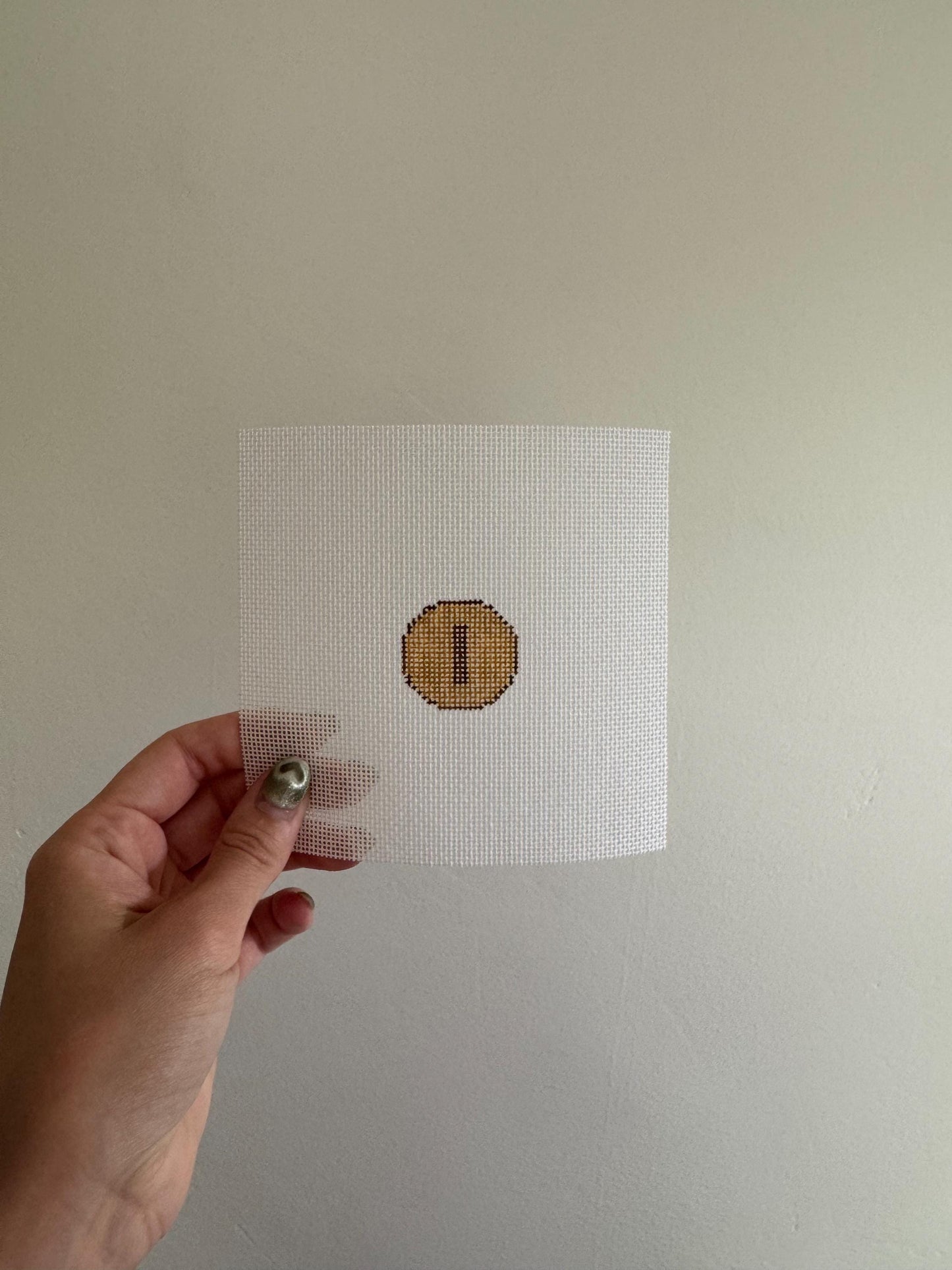 Mario Coin Inspired Mini - Painted Needlepoint Canvas, Nintendo Inspired, 18 Mesh