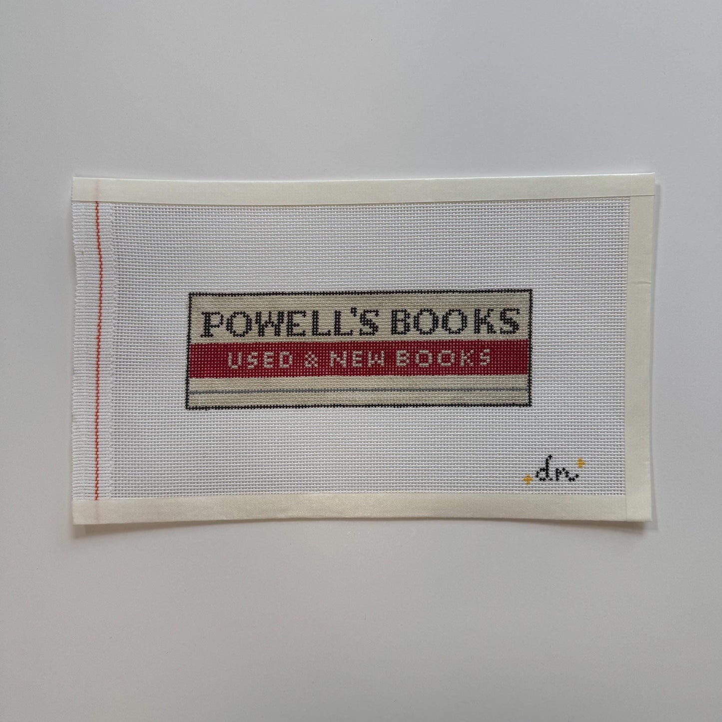 Powell's Books Needlepoint Canvas – Hand-Painted Bookmark, Portland Oregon, 18 Mesh