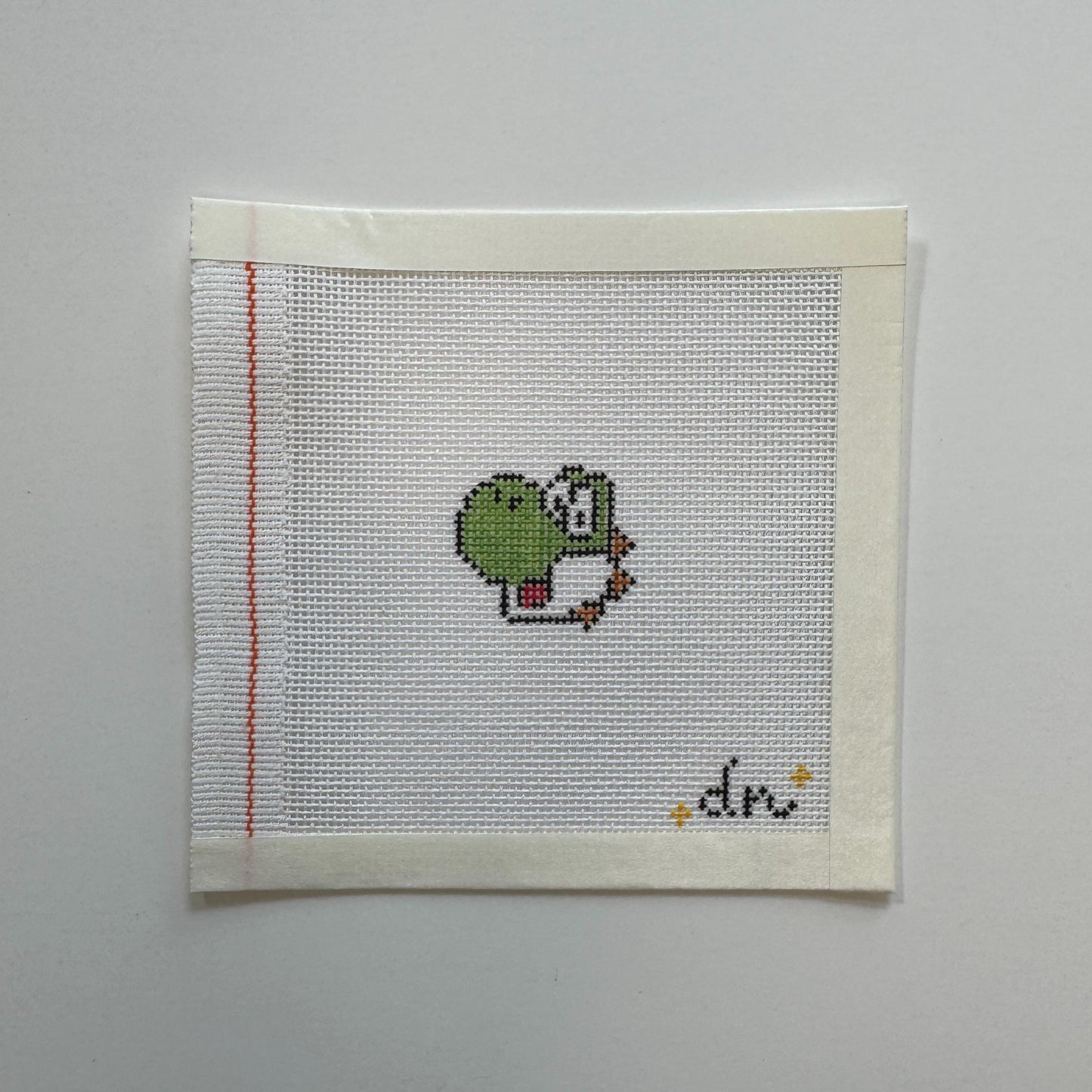 Yoshi Inspired Mini - Painted Needlepoint Canvas, Nintendo Inspired, 18 Mesh