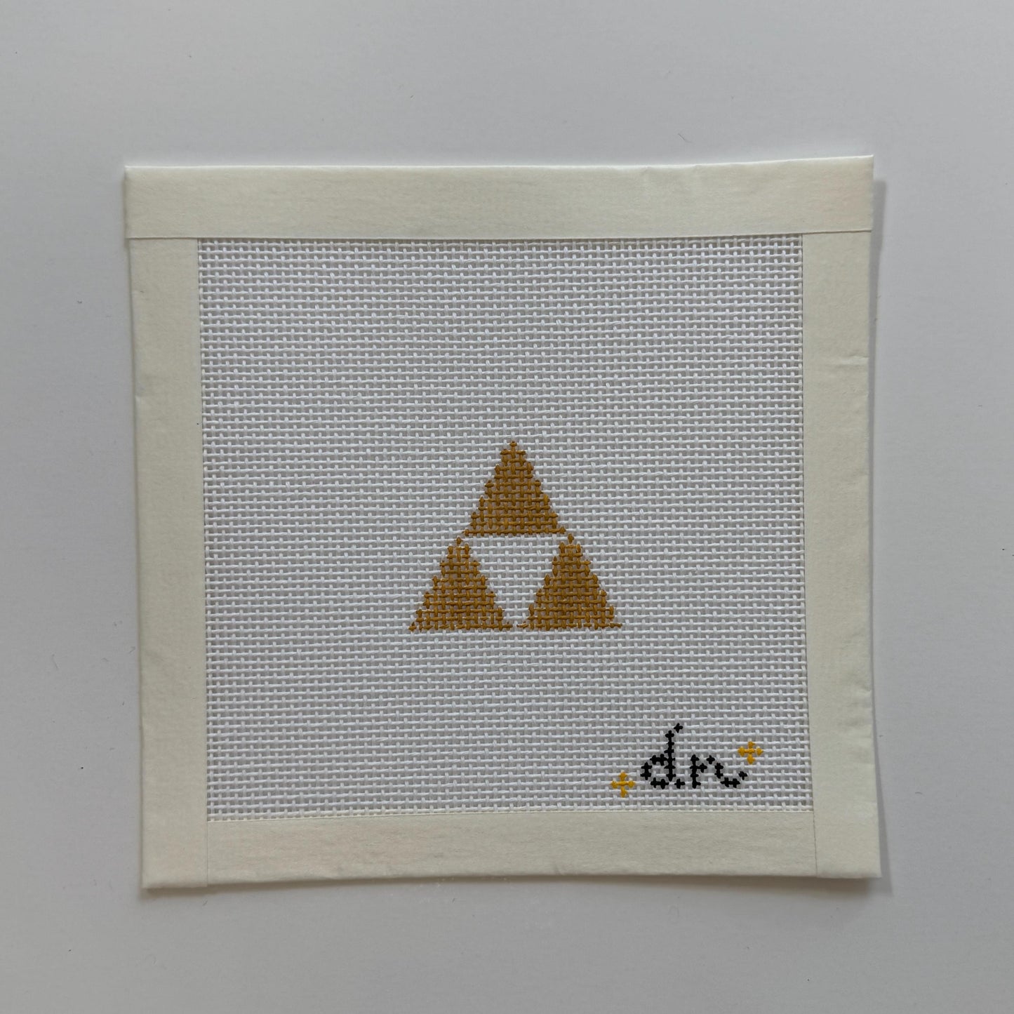 Triforce Inspired Mini - Painted Needlepoint Canvas, Zelda and Nintendo Inspired, 18 Mesh