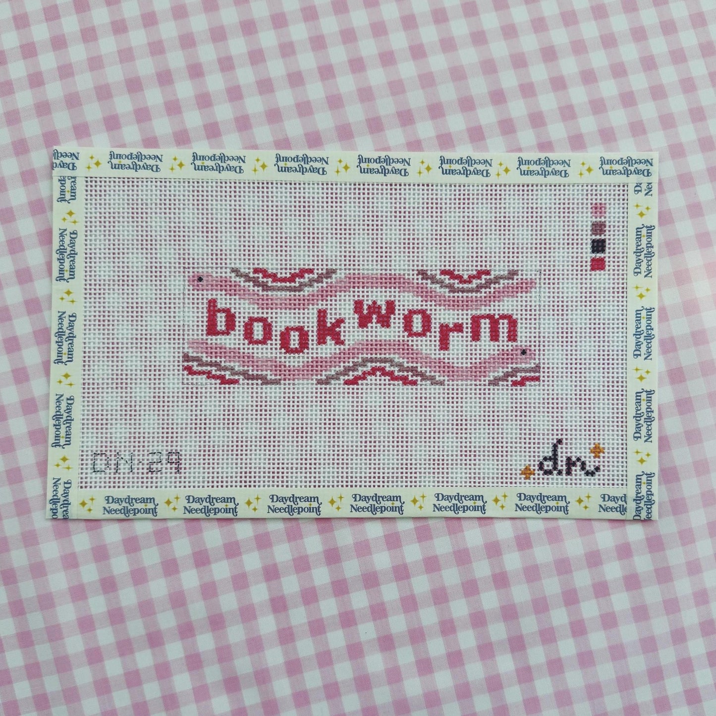 Needlepoint Bookmark: Bookworm, 13 mesh
