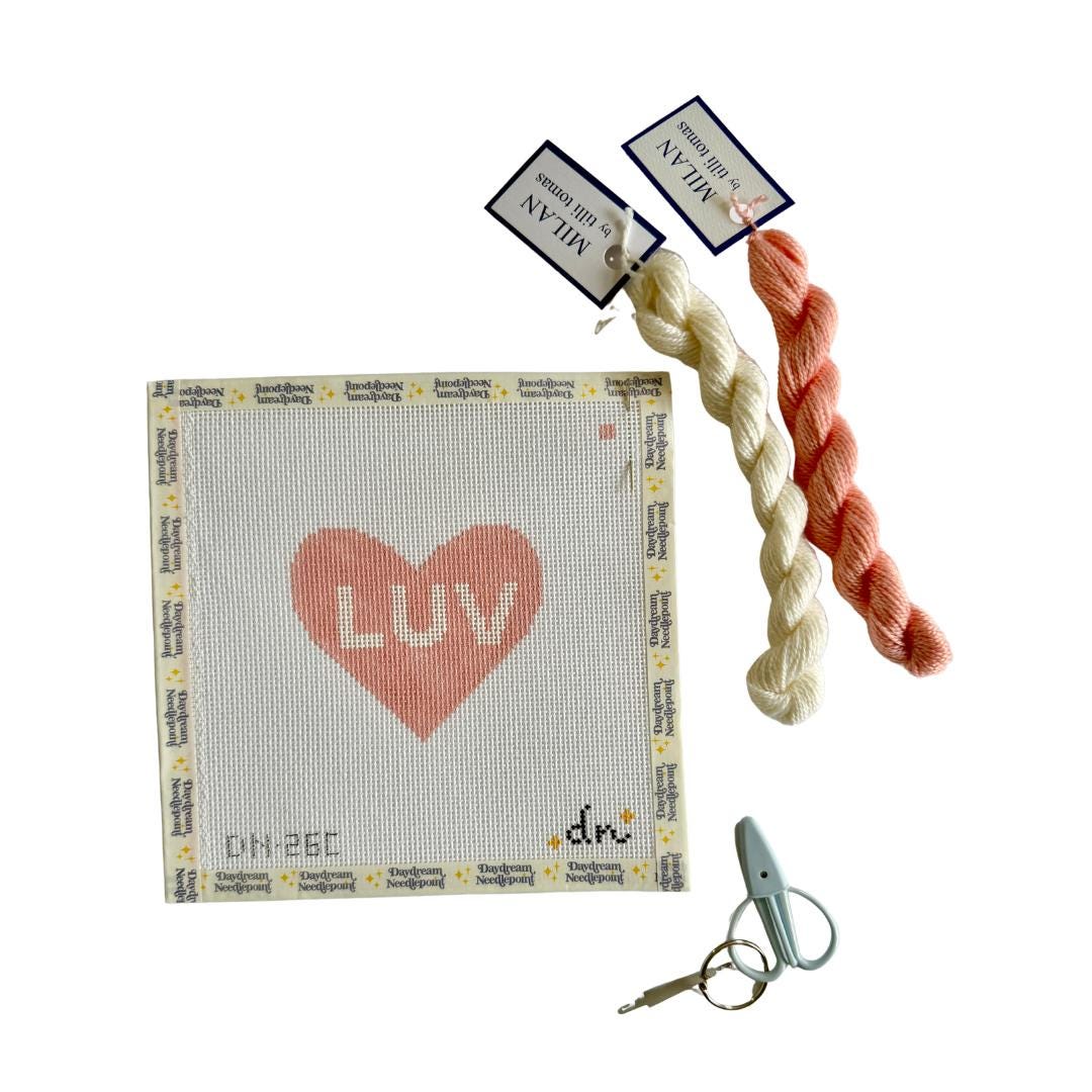 Personalized Needlepoint Kit Beginner, Heart, Custom Canvas Kit, Modern Needlepoint Starter Kit, Craft Gift, 13 Mesh