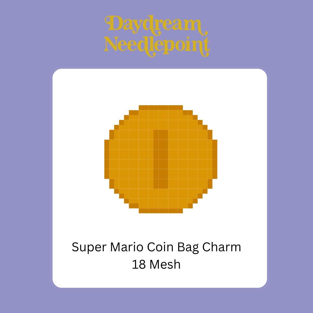 Mario Coin Inspired Mini - Painted Needlepoint Canvas, Nintendo Inspired, 18 Mesh