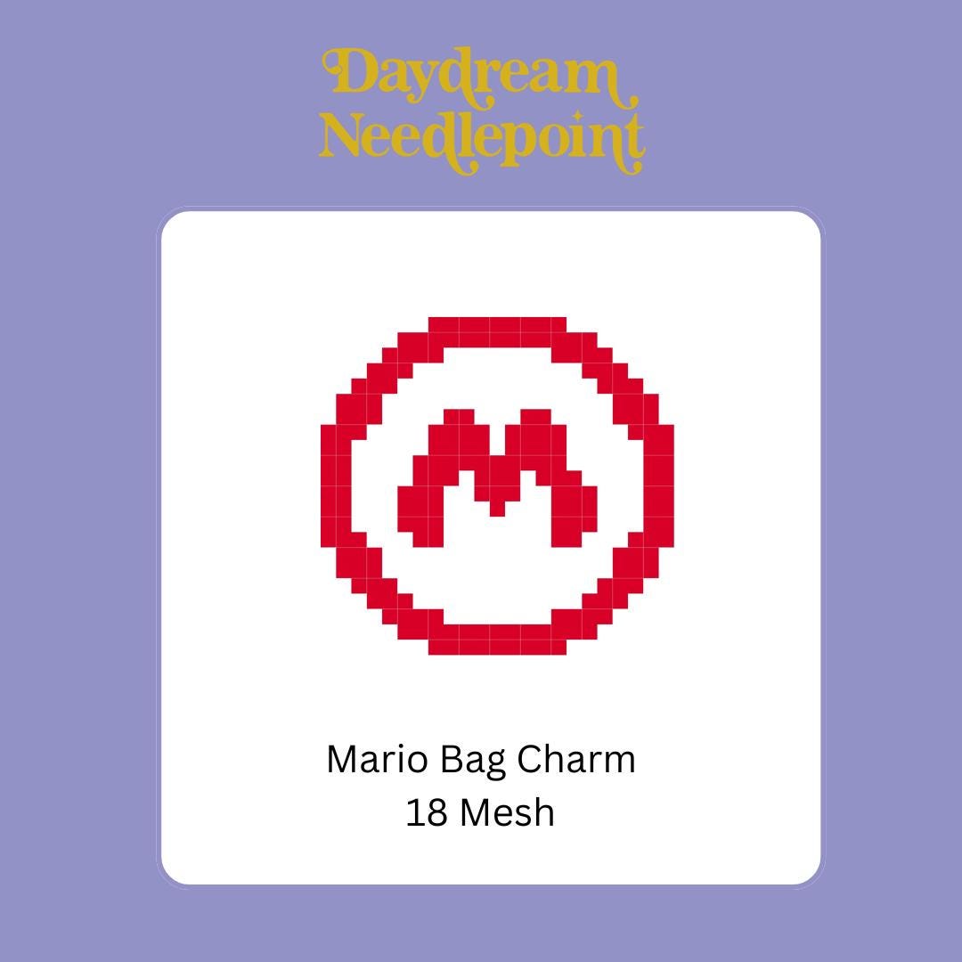 Mario Inspired Mini - Painted Needlepoint Canvas, Nintendo Inspired, 18 Mesh
