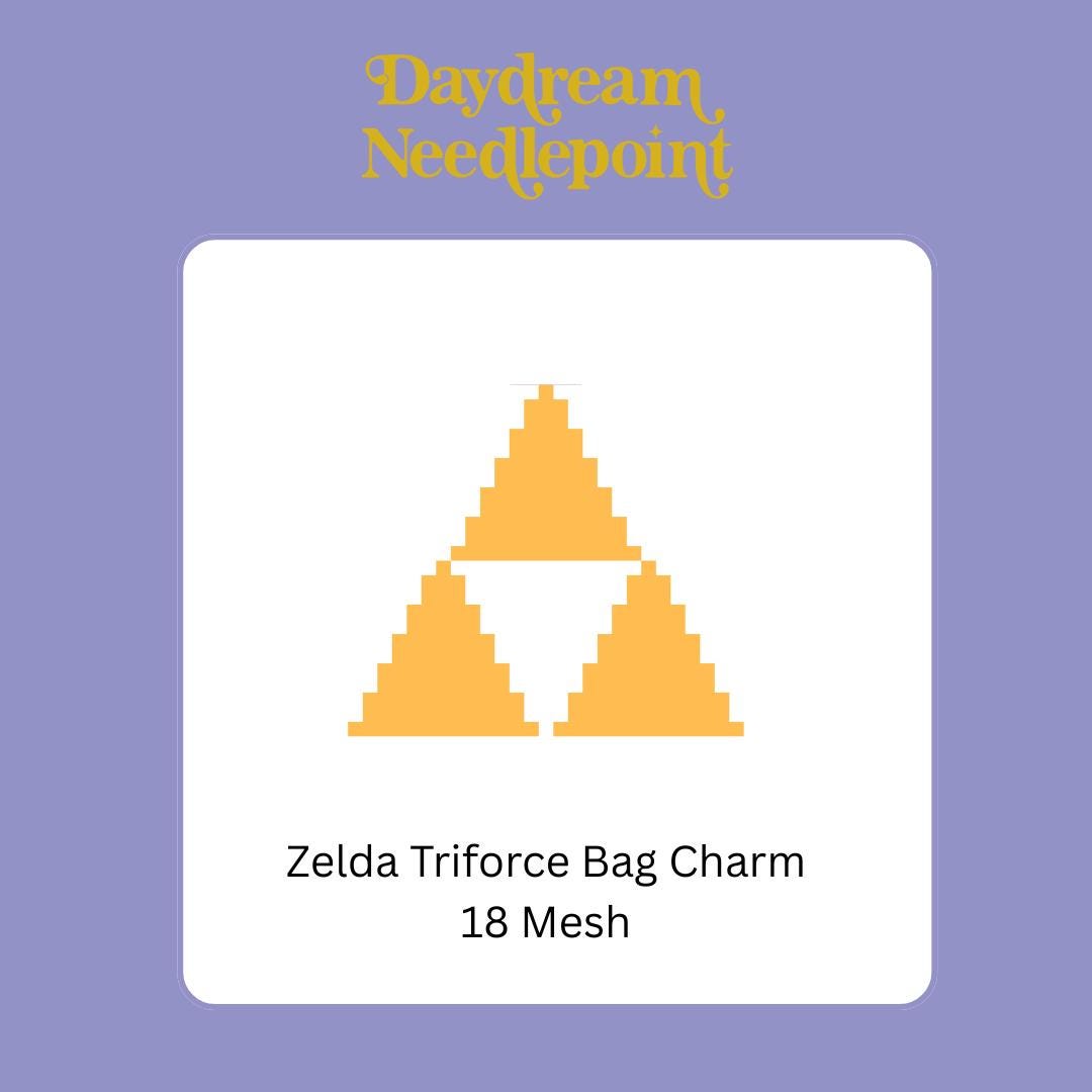 Triforce Inspired Mini - Painted Needlepoint Canvas, Zelda and Nintendo Inspired, 18 Mesh