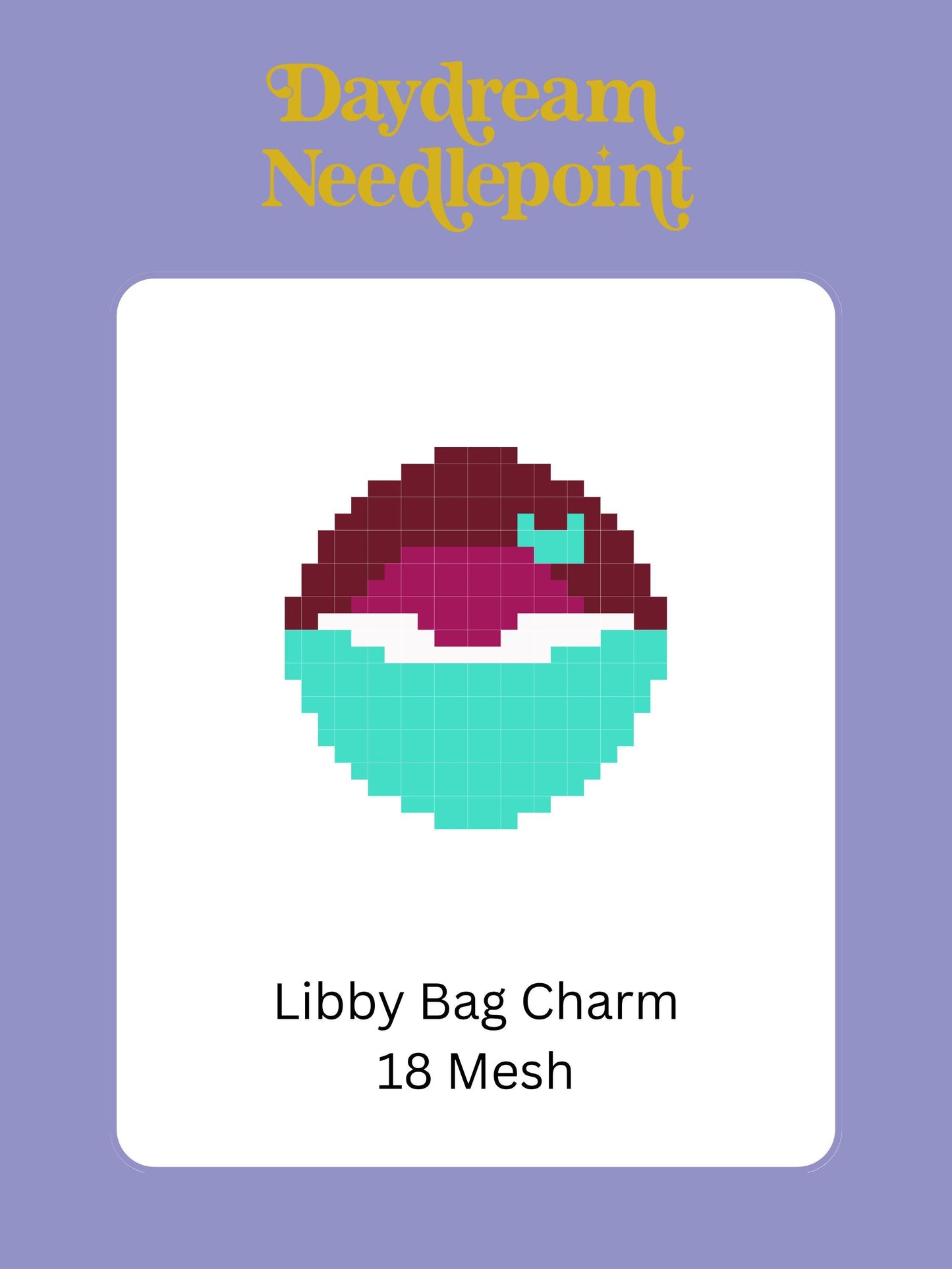 Libby Library Needlepoint Canvas: Book Lover Bag Charm