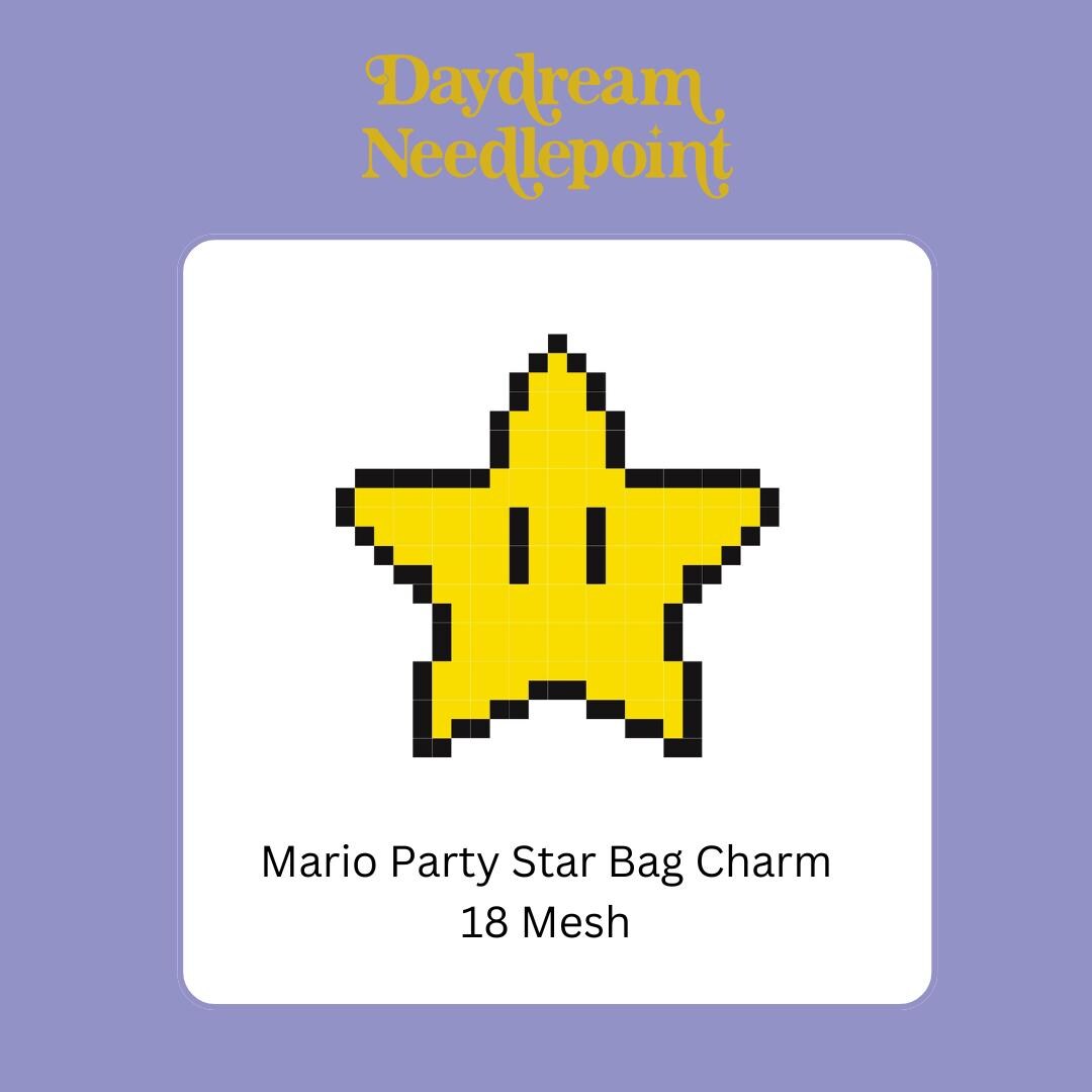 Mario Star Inspired Mini - Painted Needlepoint Canvas, Nintendo Inspired, 18 Mesh