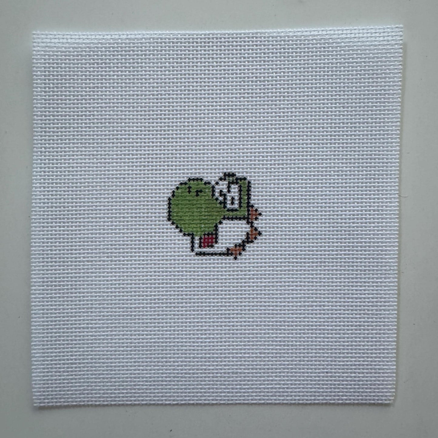 Yoshi Inspired Mini - Painted Needlepoint Canvas, Nintendo Inspired, 18 Mesh