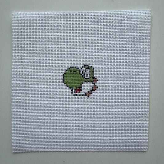Yoshi Inspired Mini - Painted Needlepoint Canvas, Nintendo Inspired, 18 Mesh