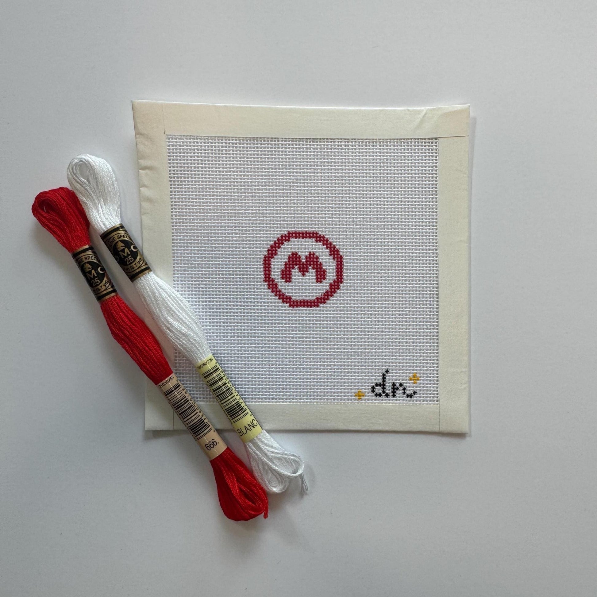 Mario Inspired Mini - Painted Needlepoint Canvas, Nintendo Inspired, 18 Mesh