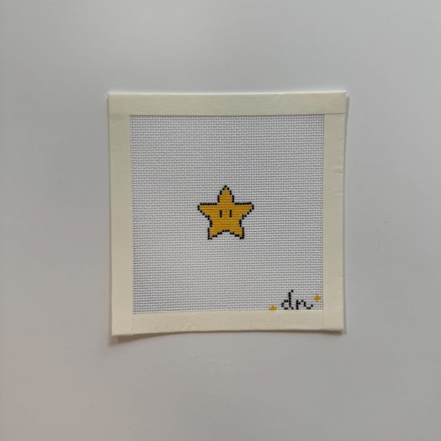 Mario Star Inspired Mini - Painted Needlepoint Canvas, Nintendo Inspired, 18 Mesh