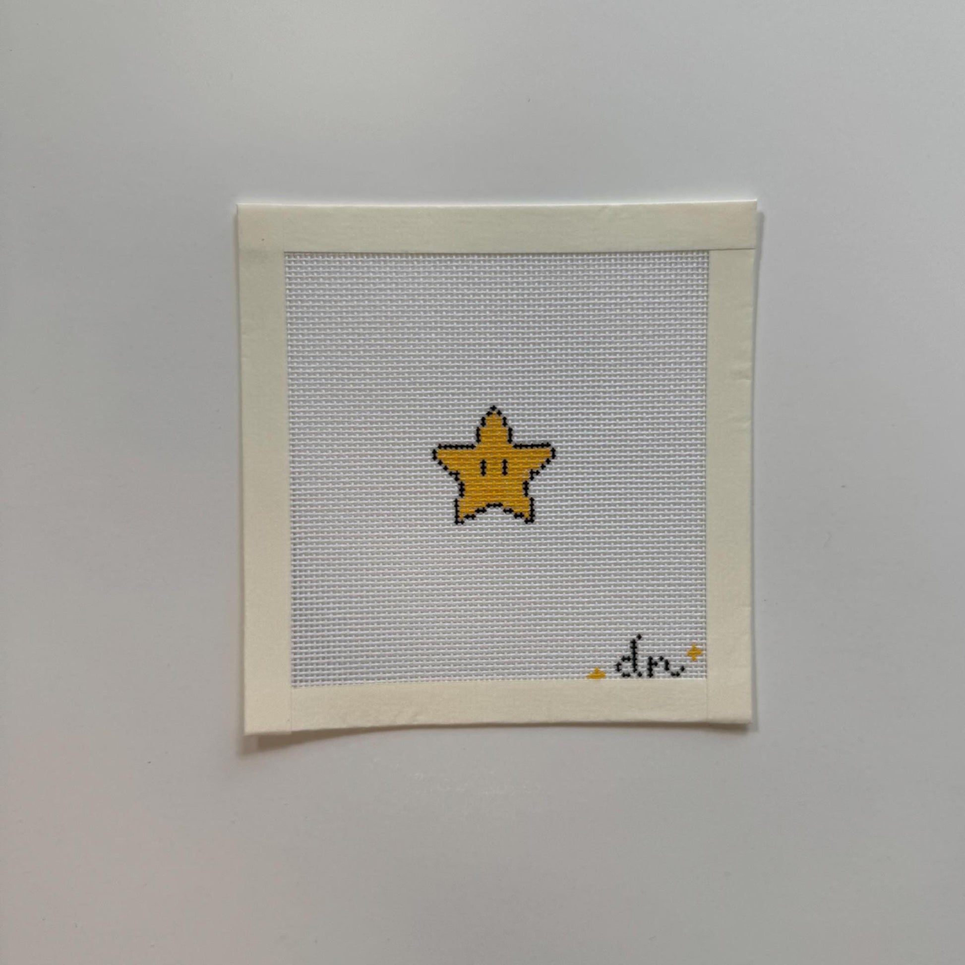 Mario Star Inspired Mini - Painted Needlepoint Canvas, Nintendo Inspired, 18 Mesh