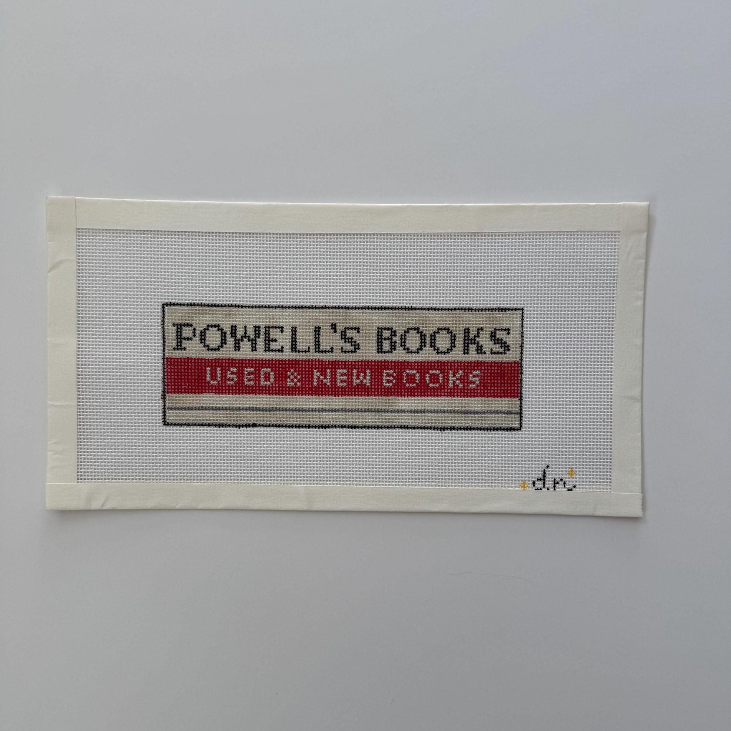 Powell's Books Needlepoint Canvas – Hand-Painted Bookmark, Portland Oregon, 18 Mesh