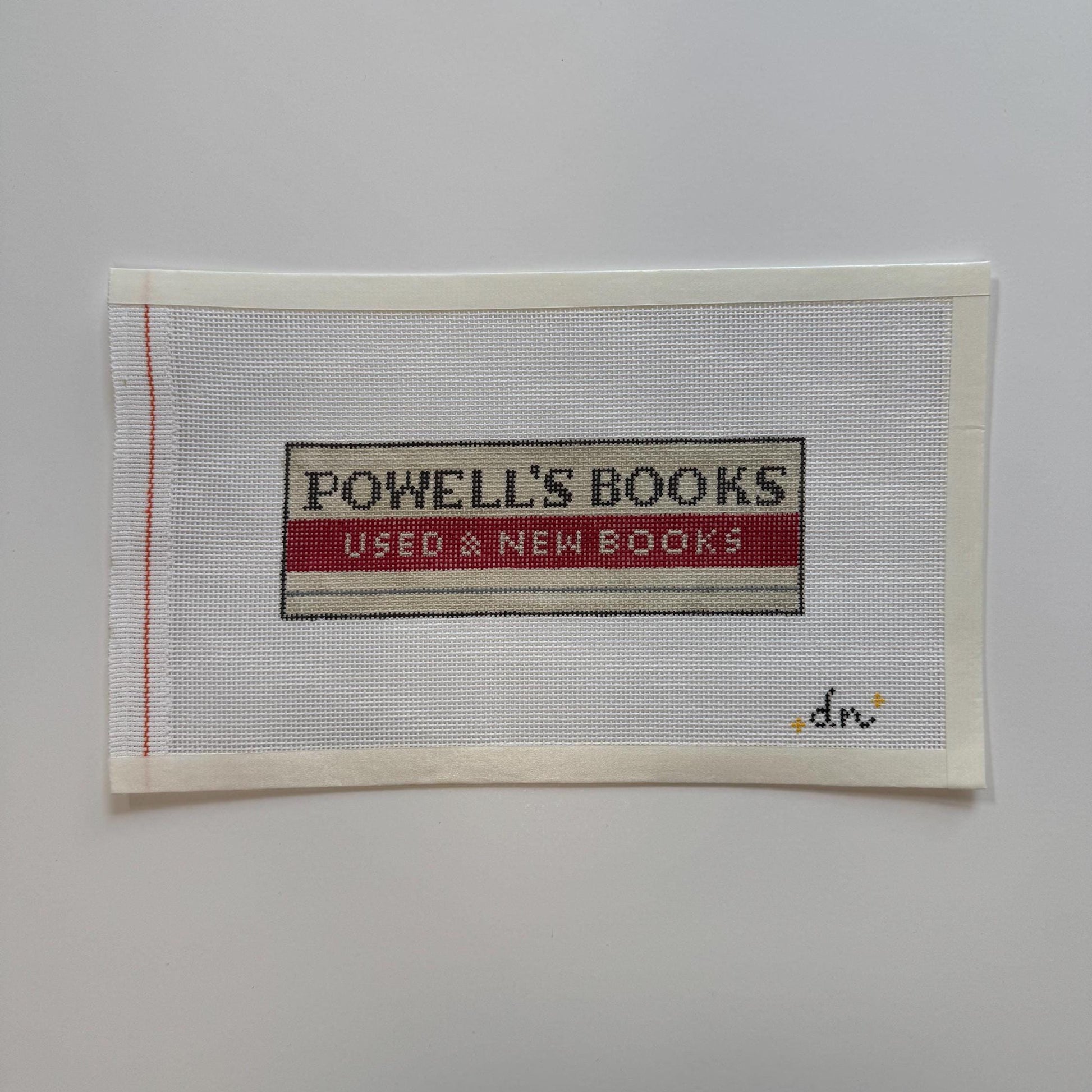 Powell's Books Needlepoint Canvas – Hand-Painted Bookmark, Portland Oregon, 18 Mesh
