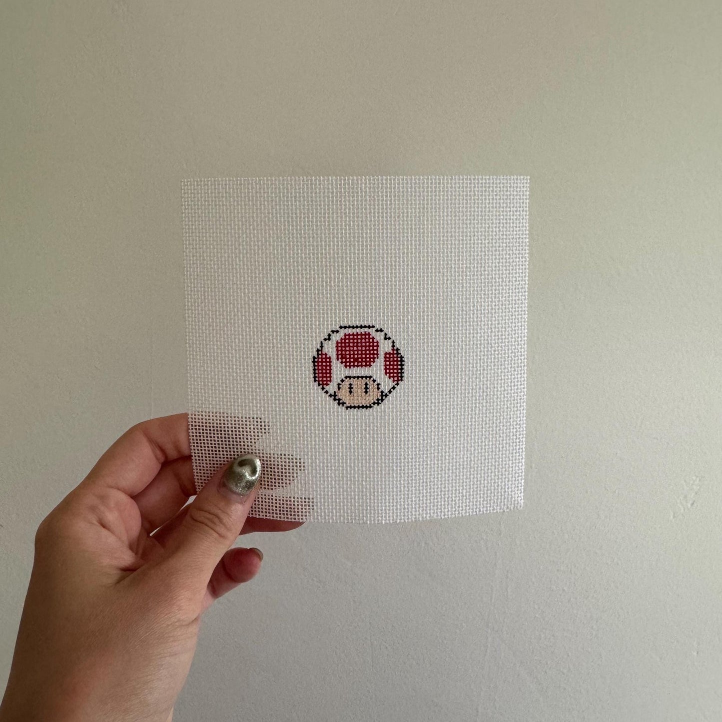 Toad Inspired Mini - Painted Needlepoint Canvas, Nintendo Inspired, 18 Mesh