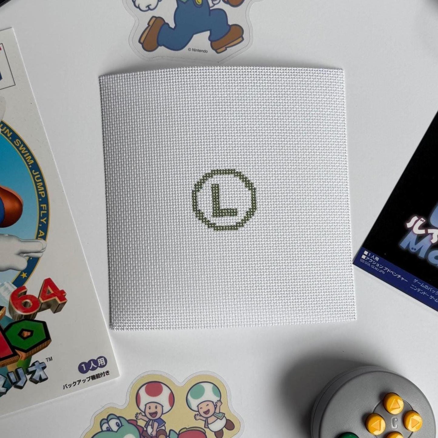 Luigi Inspired Mini - Painted Needlepoint Canvas, Nintendo Inspired, 18 Mesh