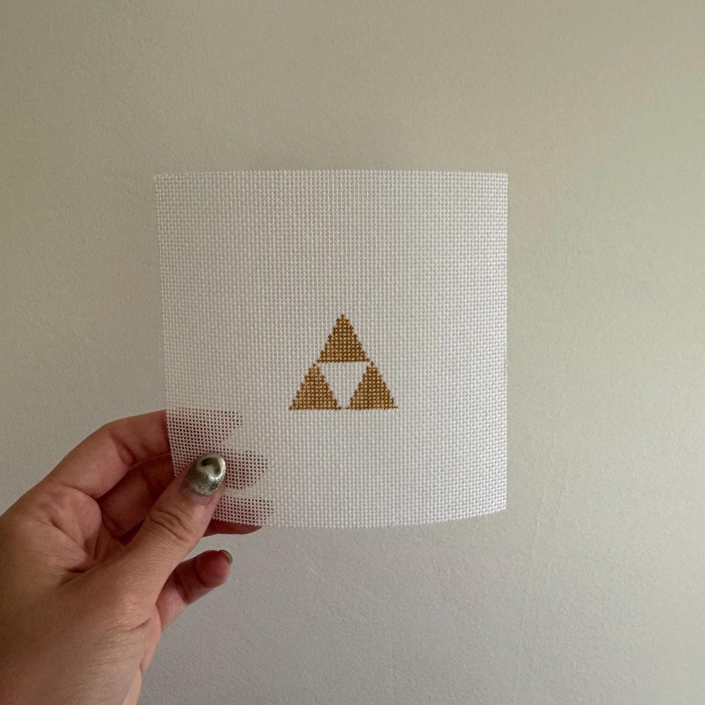 Triforce Inspired Mini - Painted Needlepoint Canvas, Zelda and Nintendo Inspired, 18 Mesh