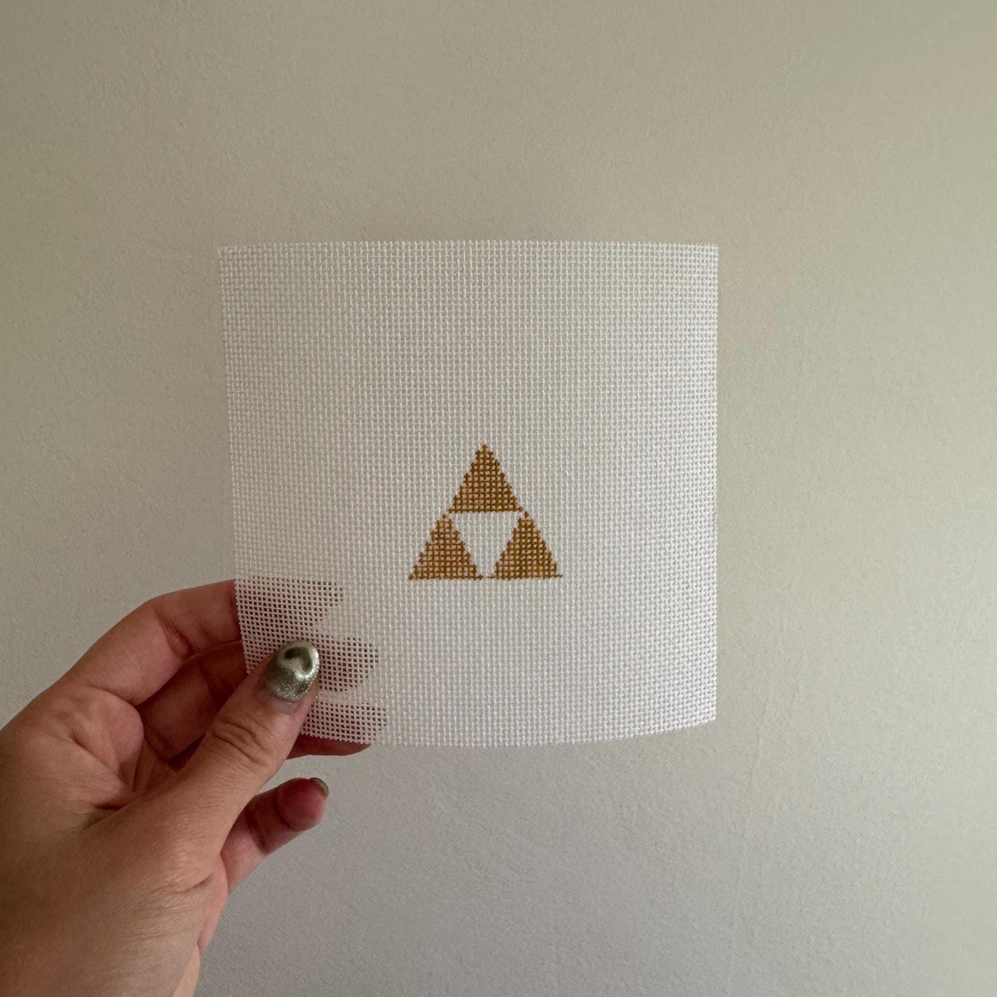 Triforce Inspired Mini - Painted Needlepoint Canvas, Zelda and Nintendo Inspired, 18 Mesh