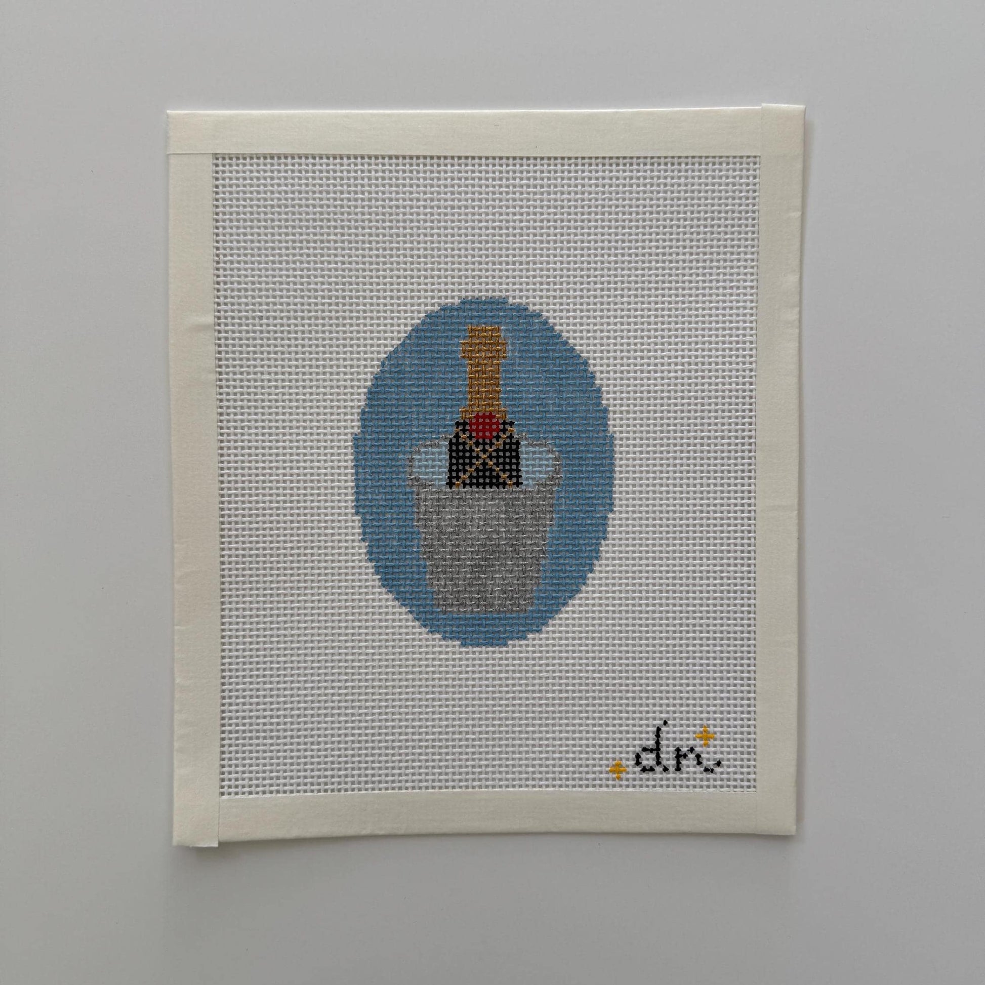 Champagne Bucket - Painted Needlepoint Canvas, 13 Mesh