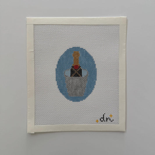 Champagne Bucket - Painted Needlepoint Canvas, 13 Mesh