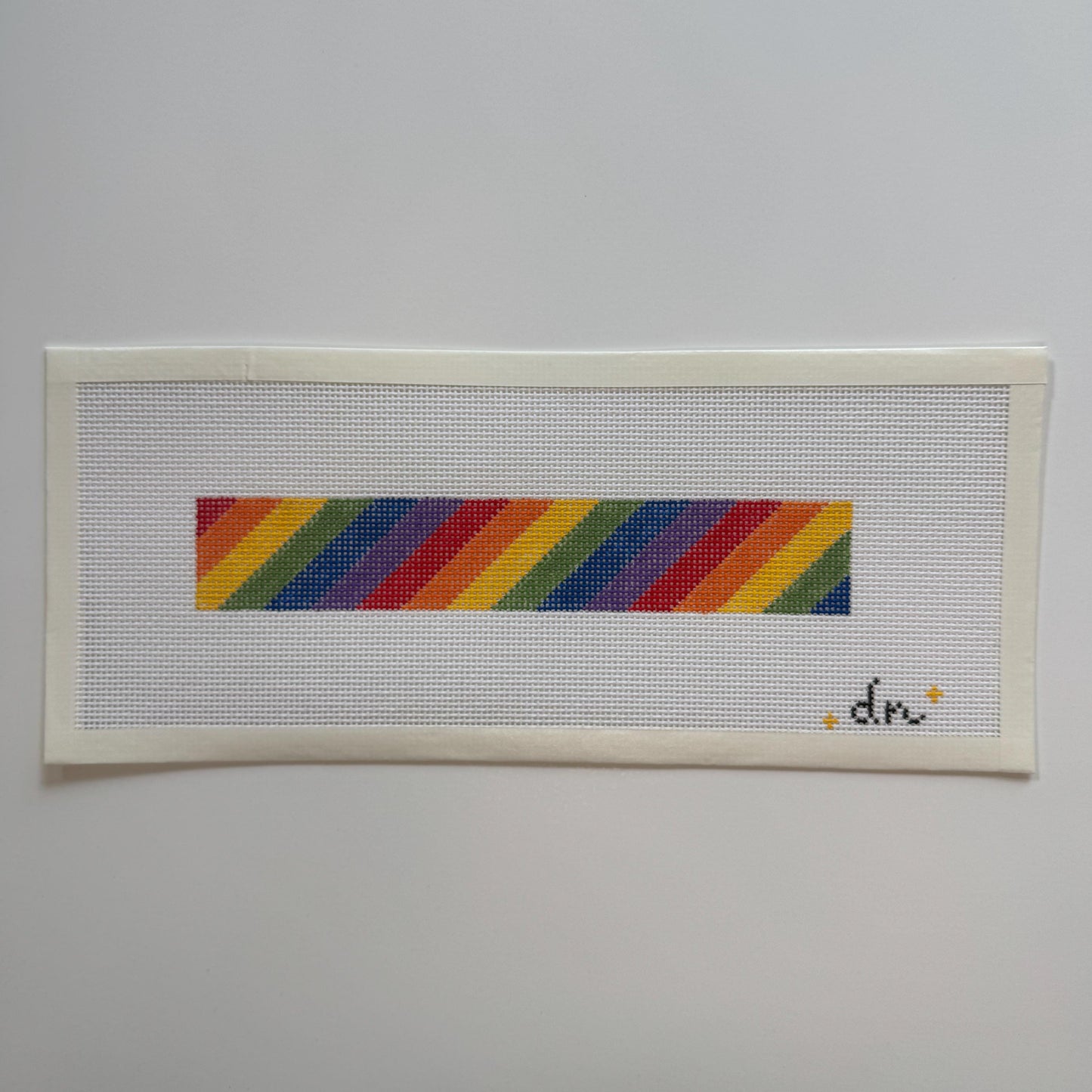 Rainbow Needlepoint Canvas Key Fob