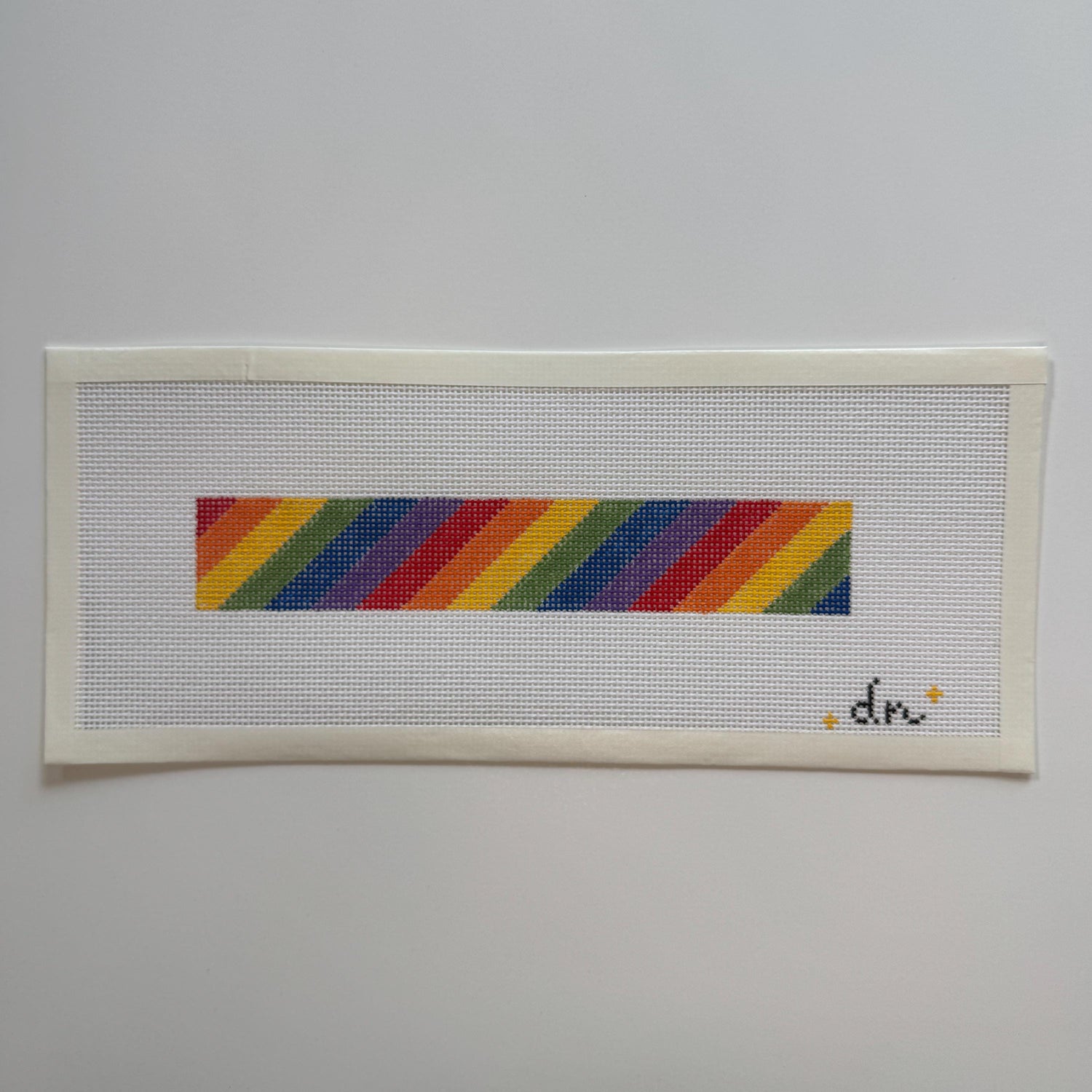 Rainbow Needlepoint Canvas Key Fob