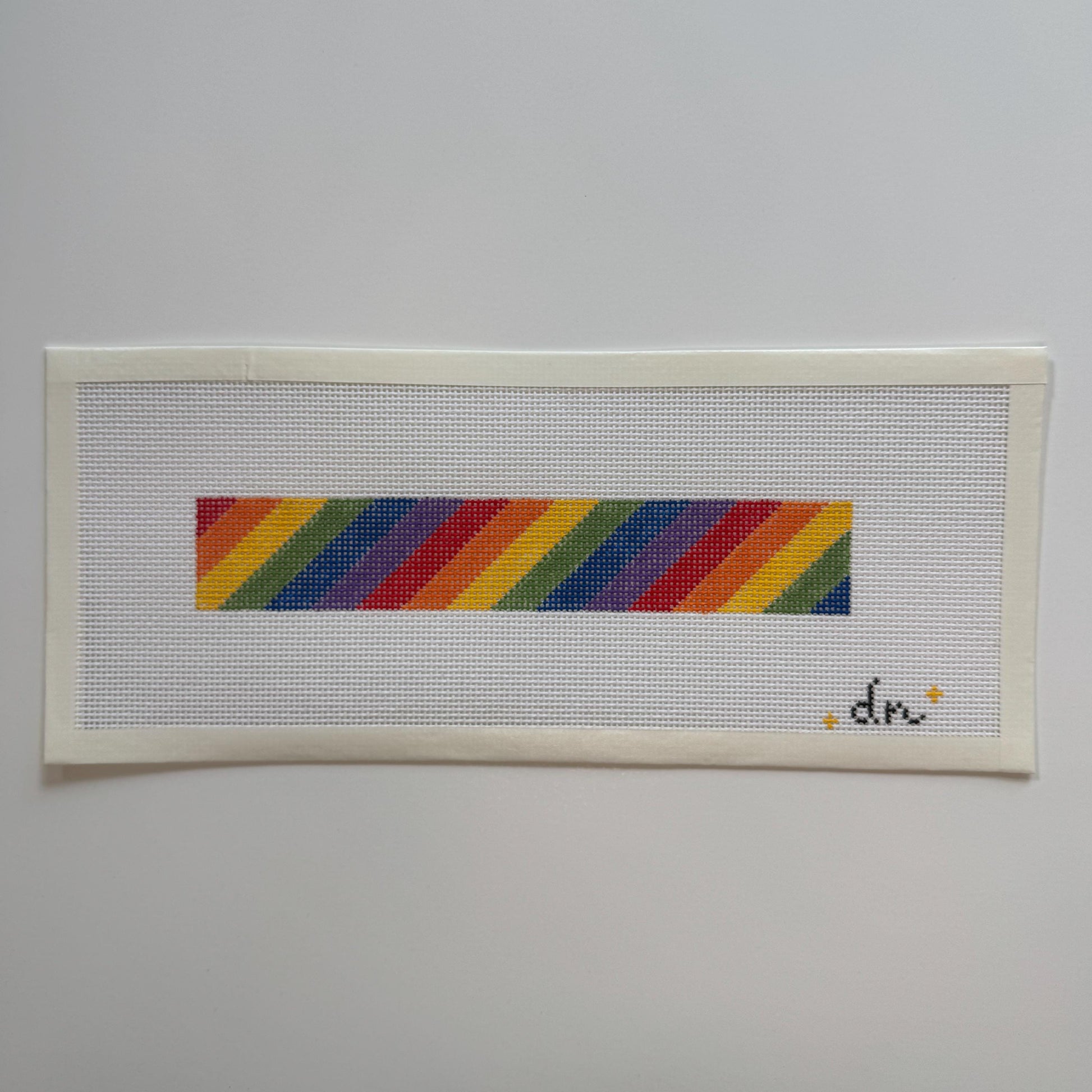 Rainbow Needlepoint Canvas Key Fob