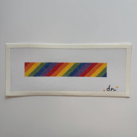 Rainbow Needlepoint Canvas Key Fob