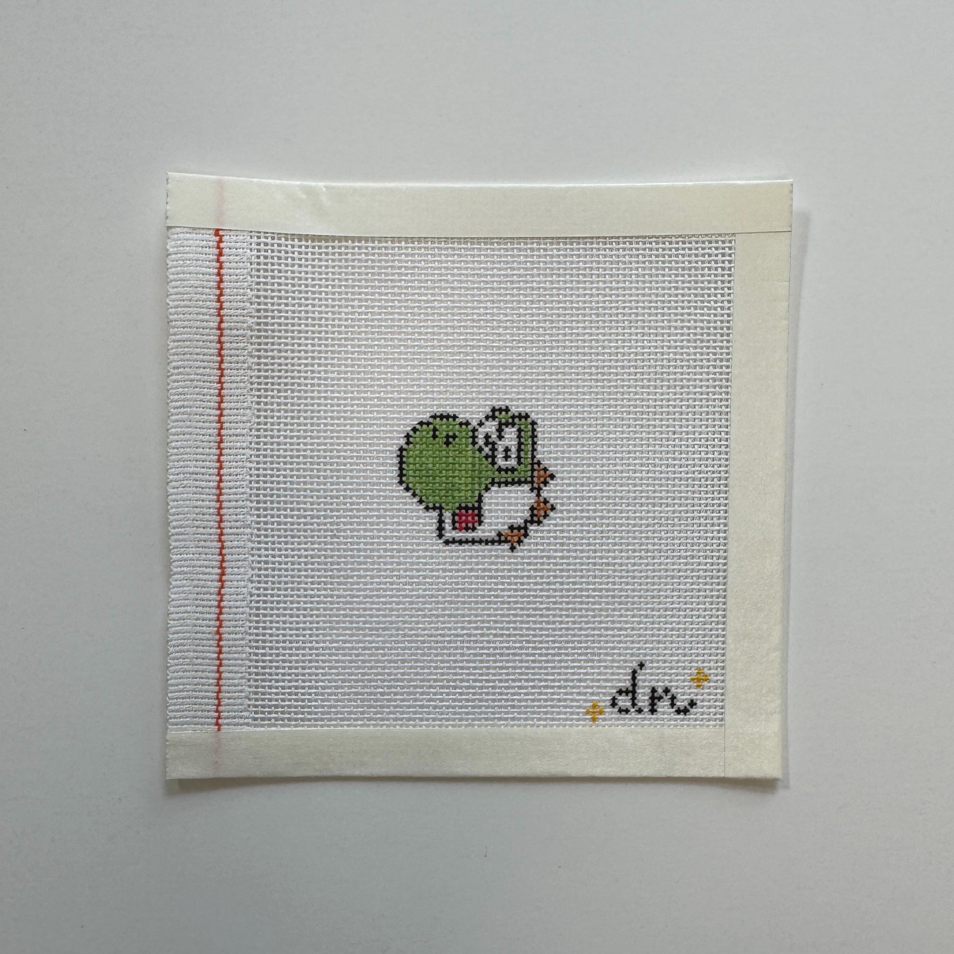 Yoshi Inspired Mini - Painted Needlepoint Canvas, Nintendo Inspired, 18 Mesh