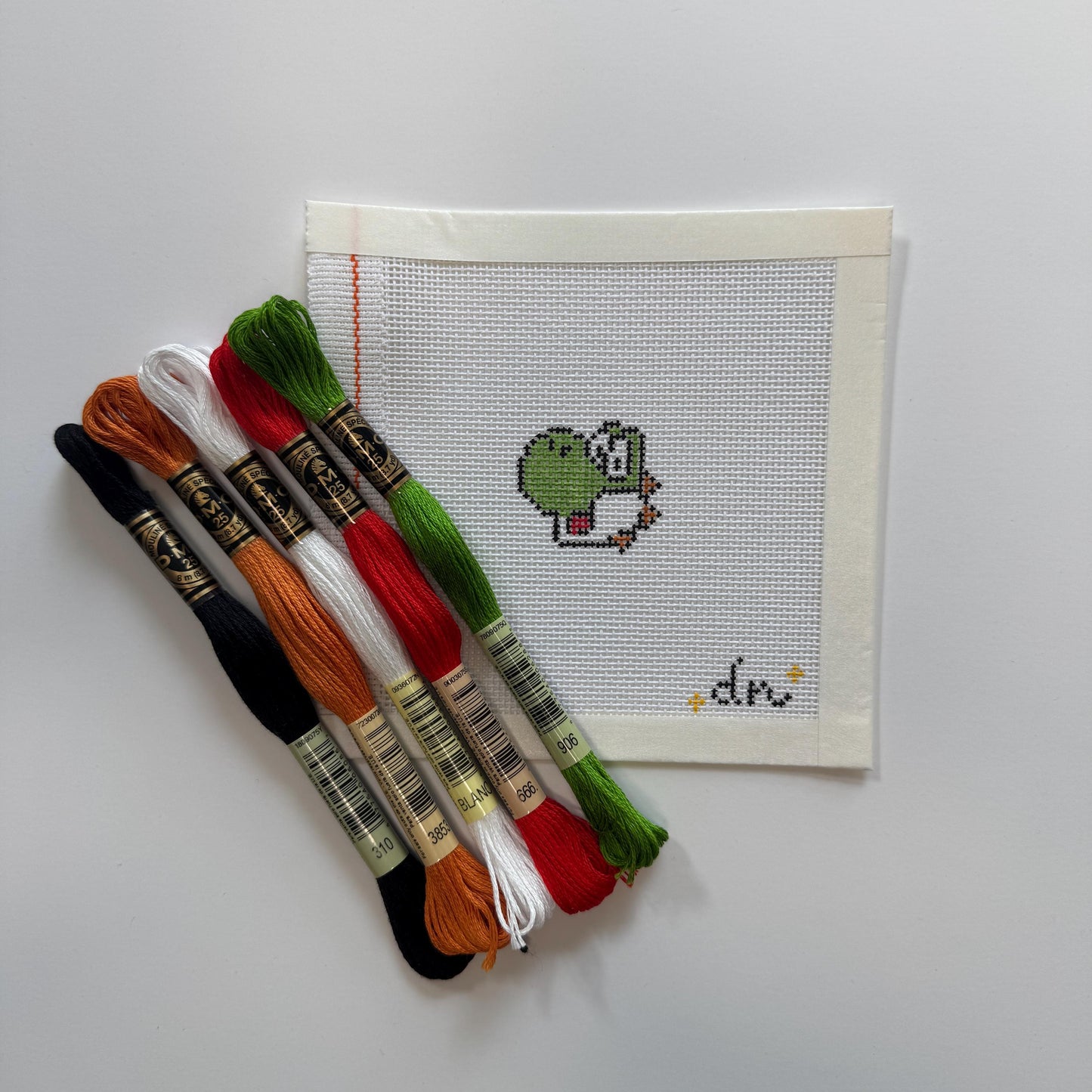 Yoshi Inspired Mini - Painted Needlepoint Canvas, Nintendo Inspired, 18 Mesh