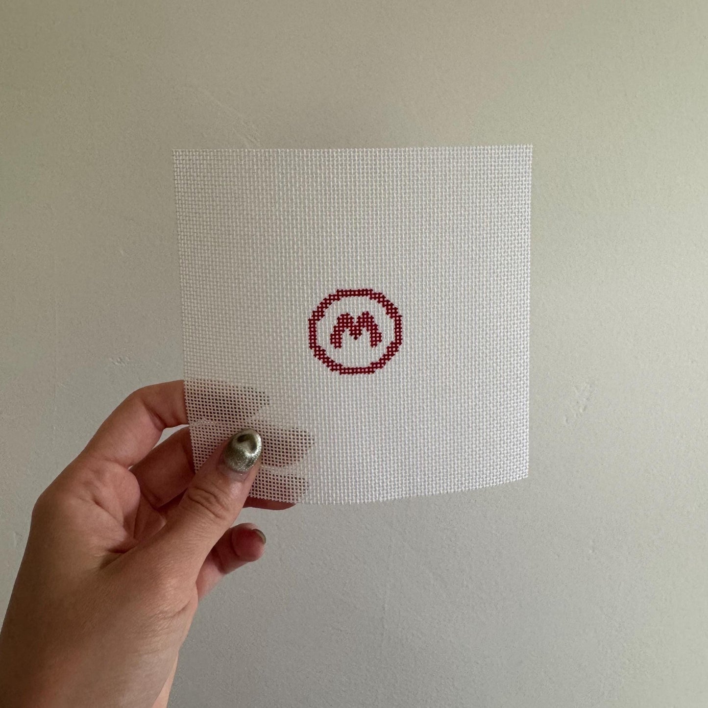Mario Inspired Mini - Painted Needlepoint Canvas, Nintendo Inspired, 18 Mesh