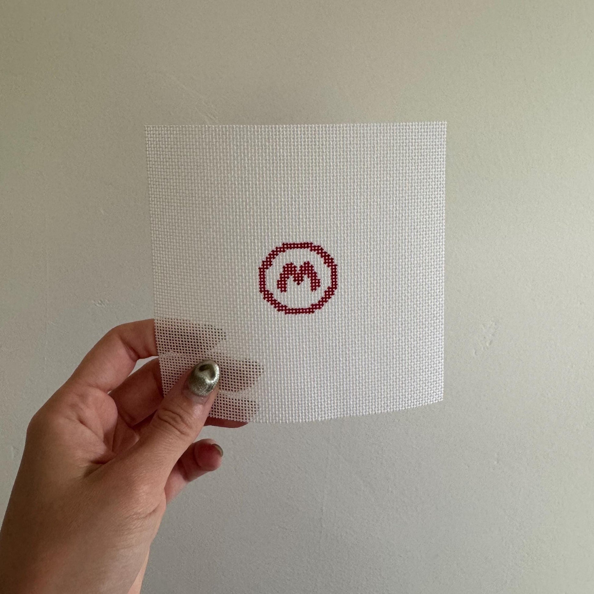 Mario Inspired Mini - Painted Needlepoint Canvas, Nintendo Inspired, 18 Mesh