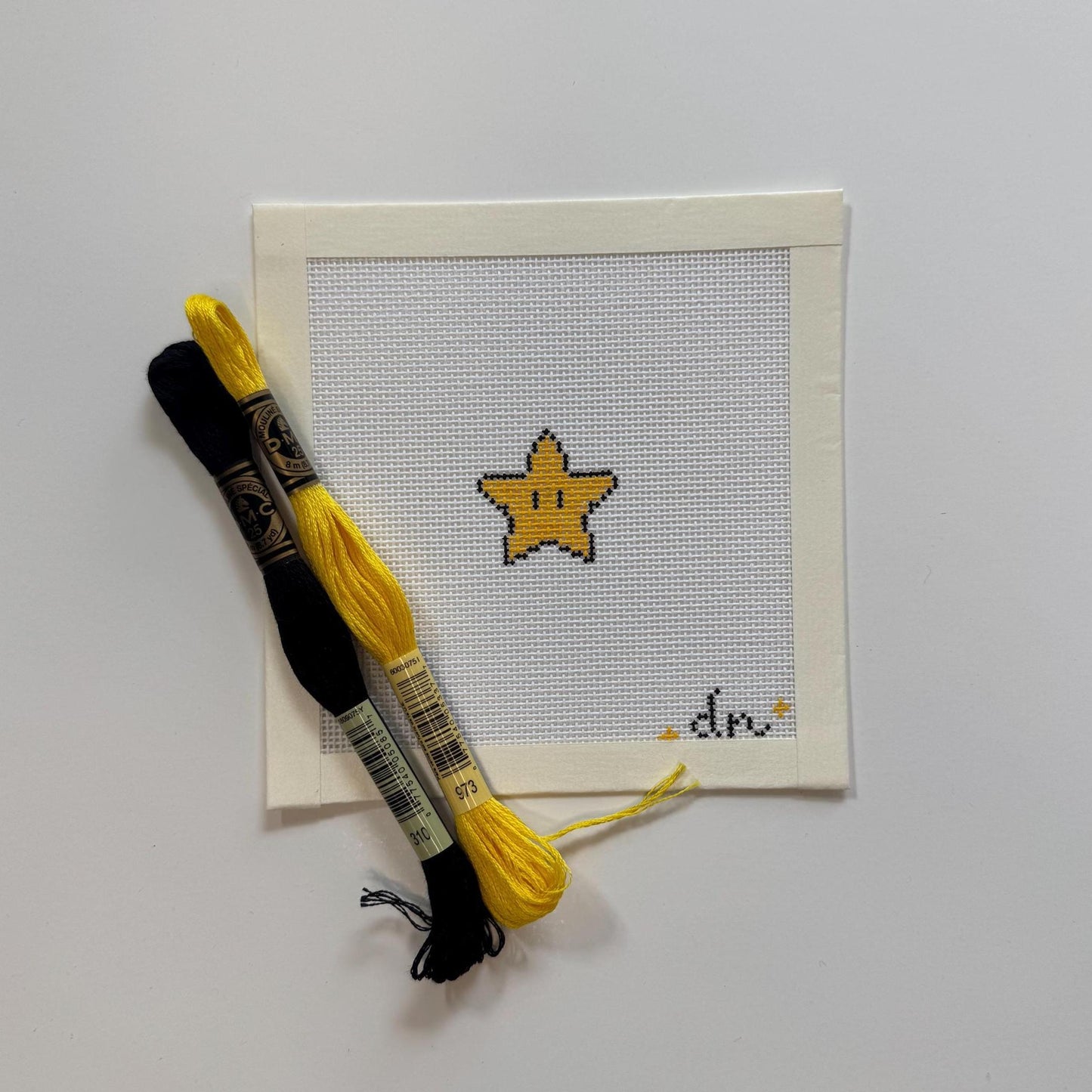 Mario Star Inspired Mini - Painted Needlepoint Canvas, Nintendo Inspired, 18 Mesh
