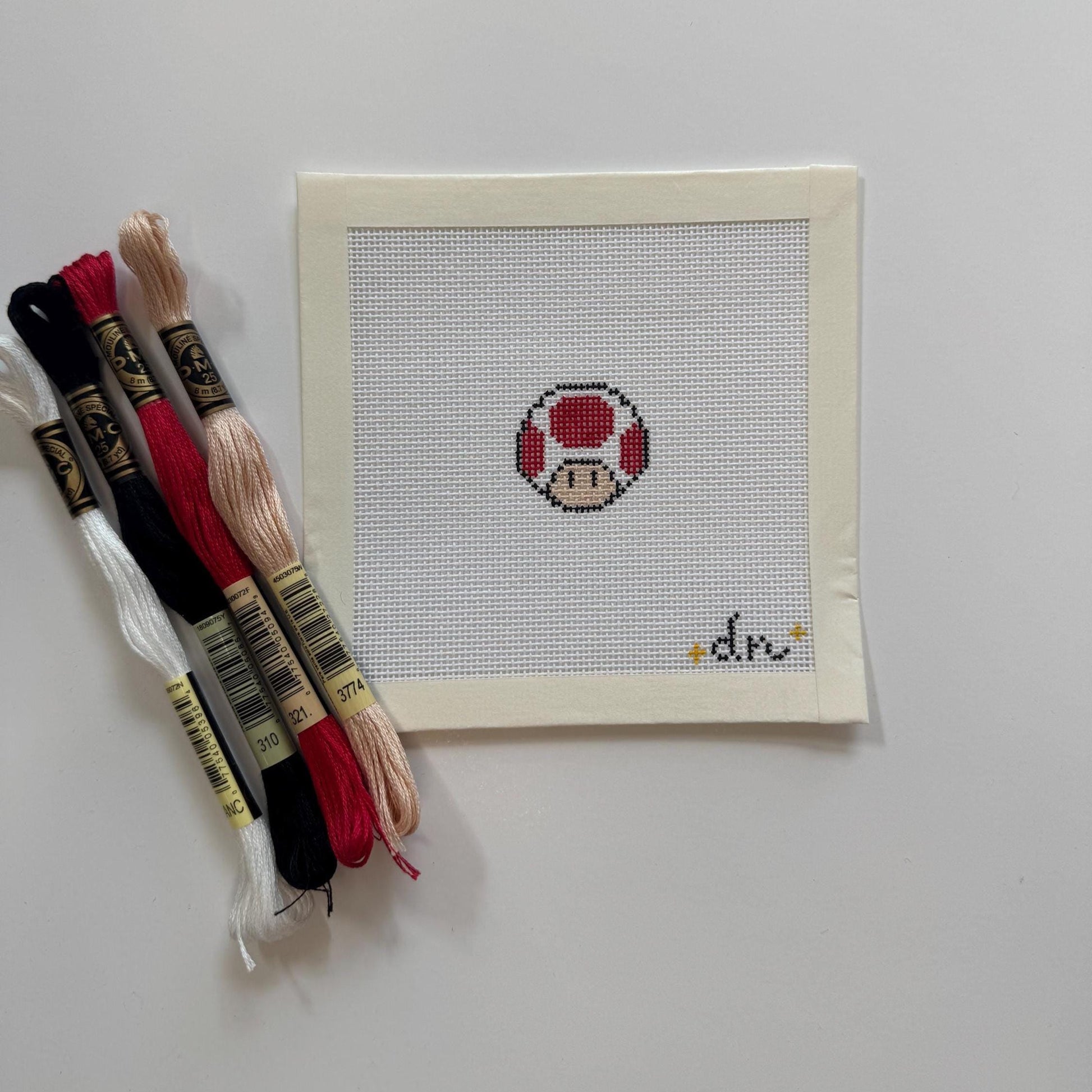 Toad Inspired Mini - Painted Needlepoint Canvas, Nintendo Inspired, 18 Mesh