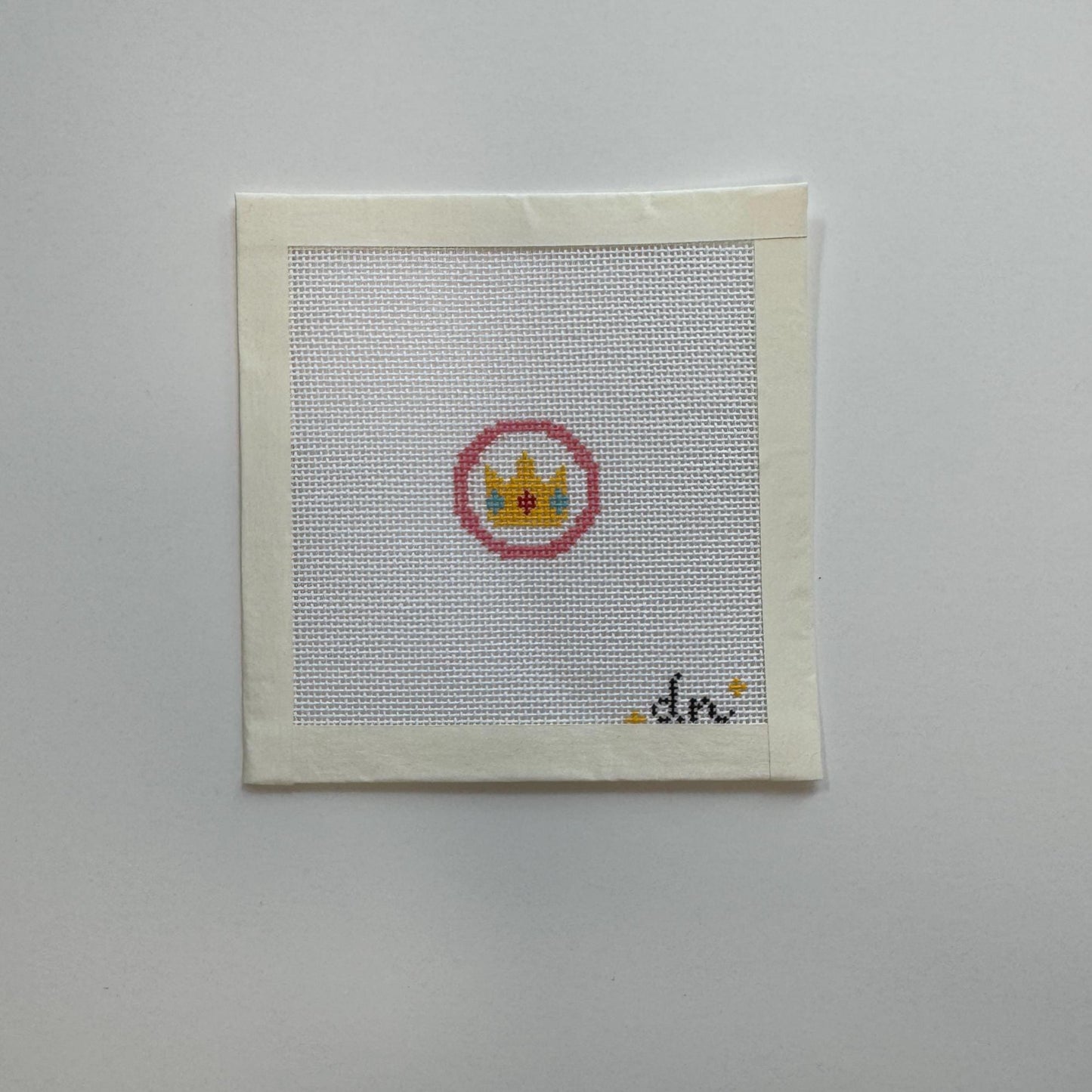 Princess Peach Inspired Mini - Painted Needlepoint Canvas, Nintendo Inspired, 18 Mesh