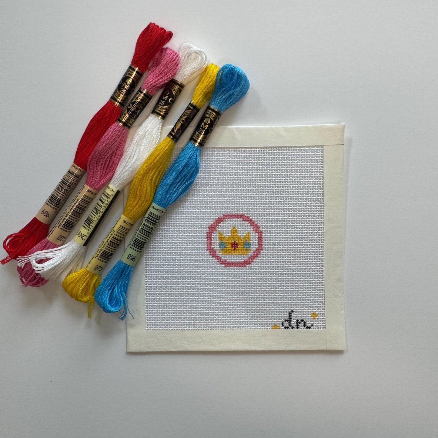 Princess Peach Inspired Mini - Painted Needlepoint Canvas, Nintendo Inspired, 18 Mesh