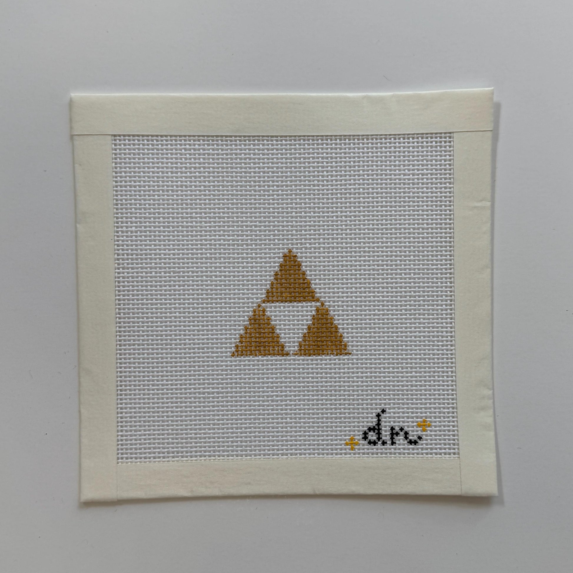 Triforce Inspired Mini - Painted Needlepoint Canvas, Zelda and Nintendo Inspired, 18 Mesh