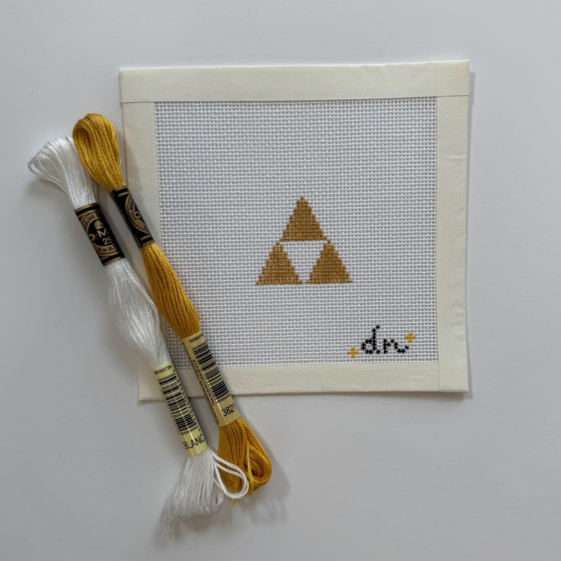 Triforce Inspired Mini - Painted Needlepoint Canvas, Zelda and Nintendo Inspired, 18 Mesh