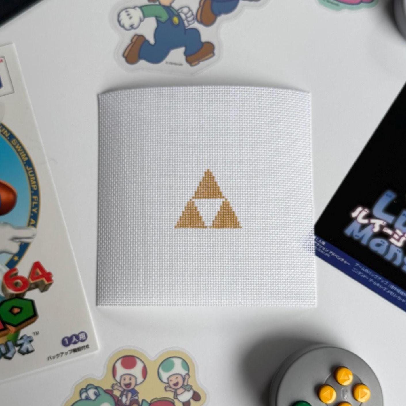 Triforce Inspired Mini - Painted Needlepoint Canvas, Zelda and Nintendo Inspired, 18 Mesh