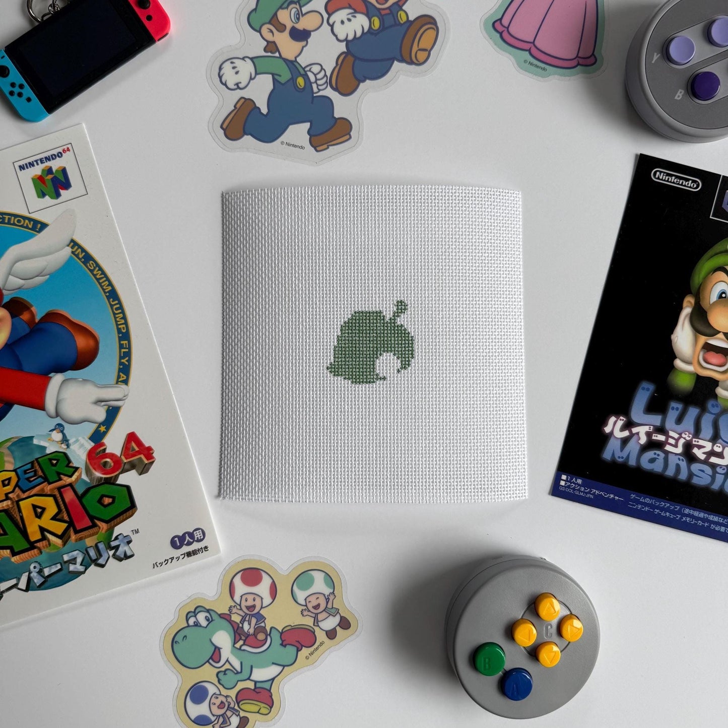 Animal Crossing Inspired Mini - Painted Needlepoint Canvas, Nintendo Inspired, 18 Mesh