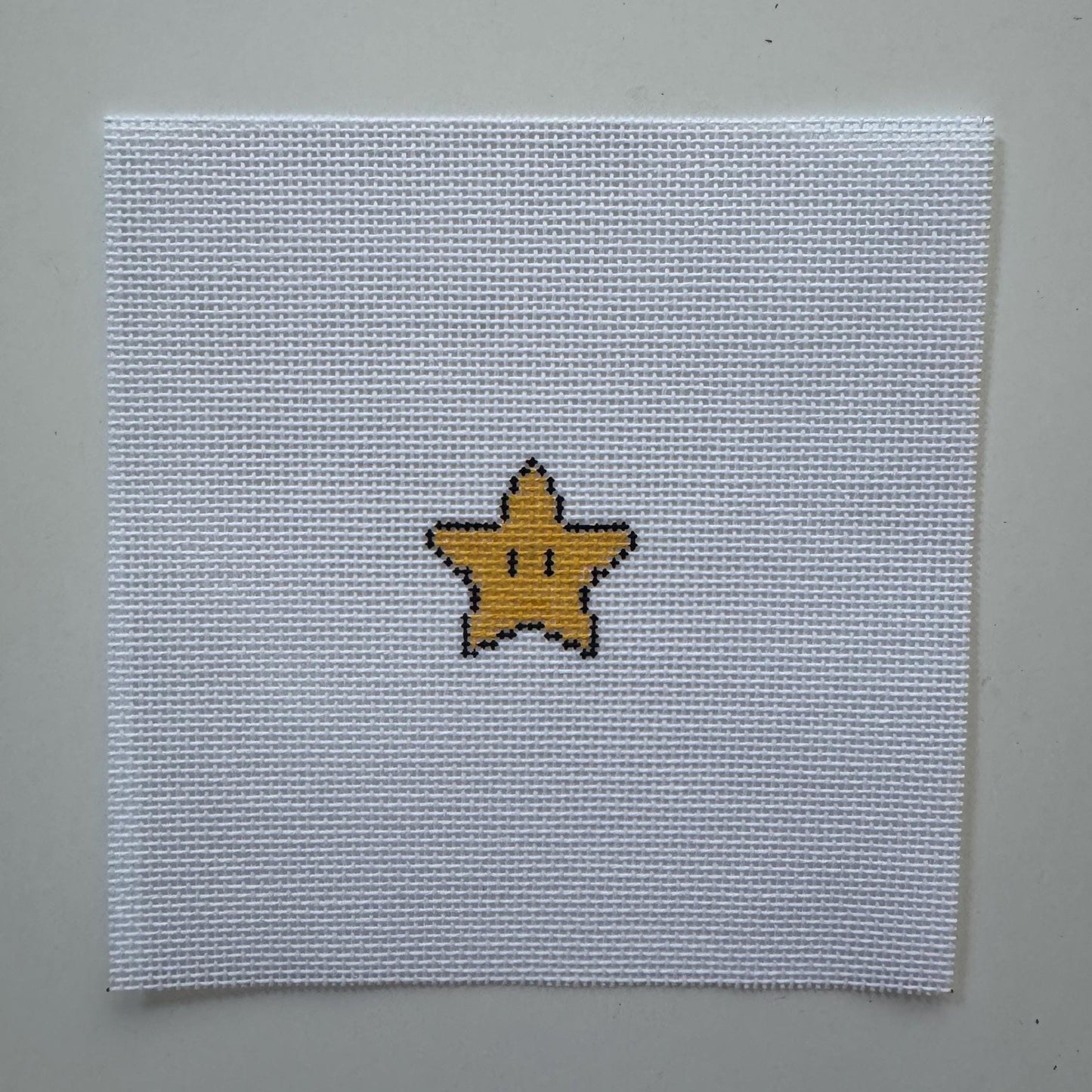 Mario Star Inspired Mini - Painted Needlepoint Canvas, Nintendo Inspired, 18 Mesh