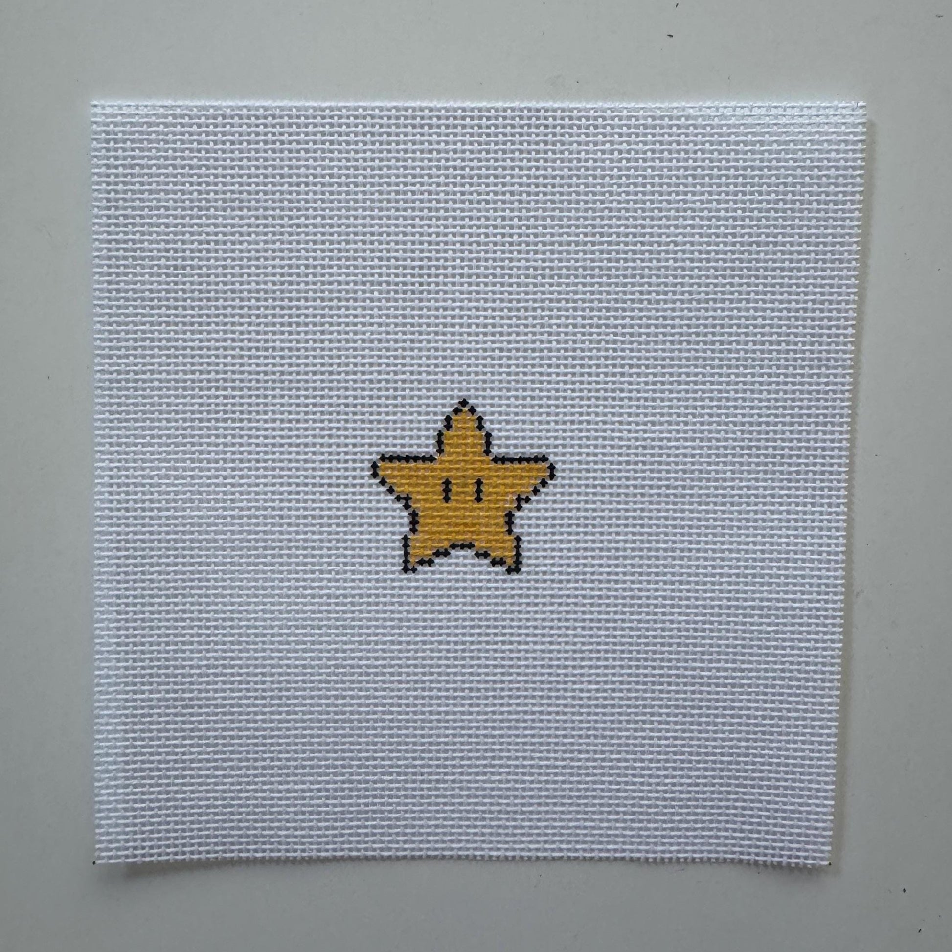 Mario Star Inspired Mini - Painted Needlepoint Canvas, Nintendo Inspired, 18 Mesh