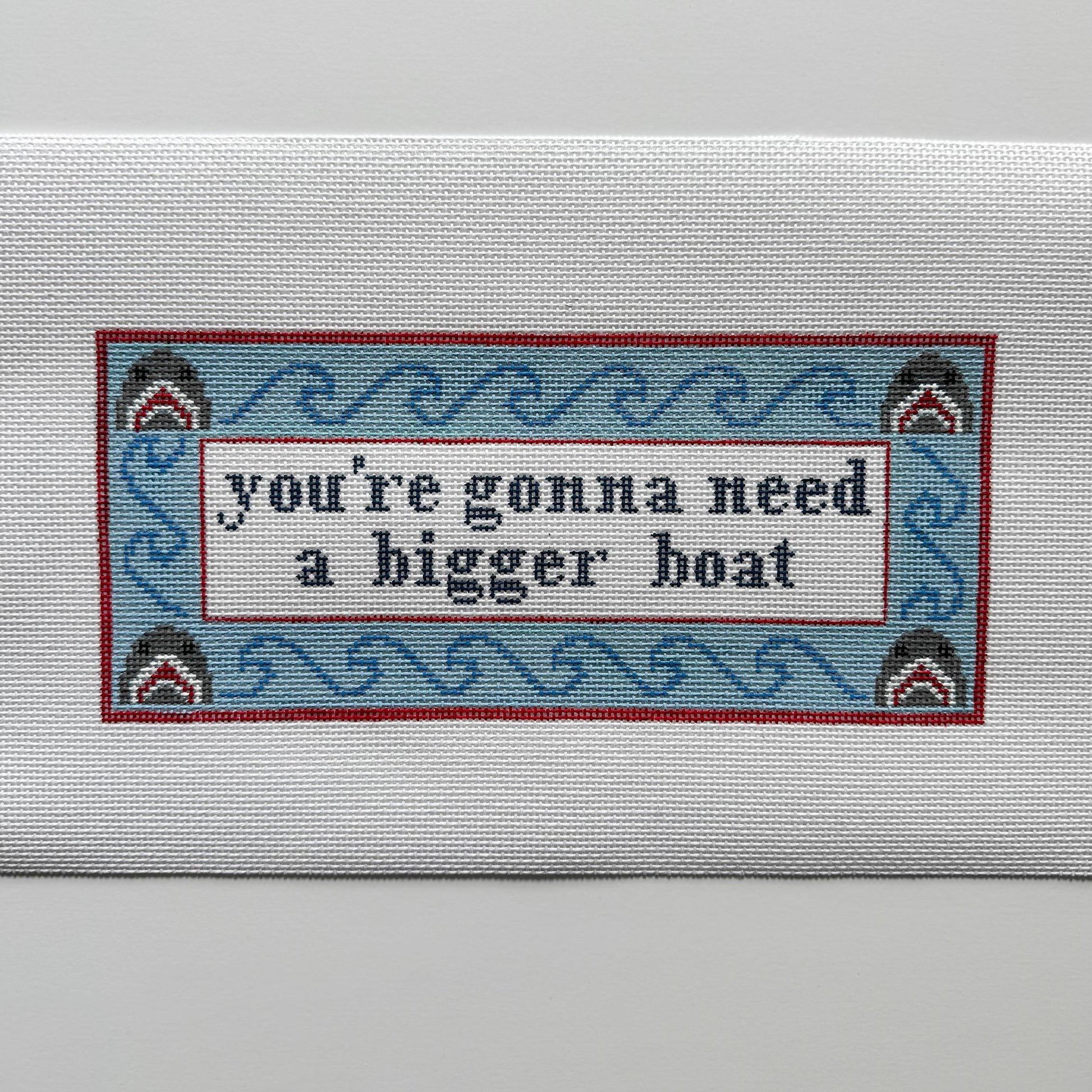 Jaws Inspired - Painted Needlepoint Canvas, Shark Needlepoint, You're gonna need a bigger boat, 13 Mesh