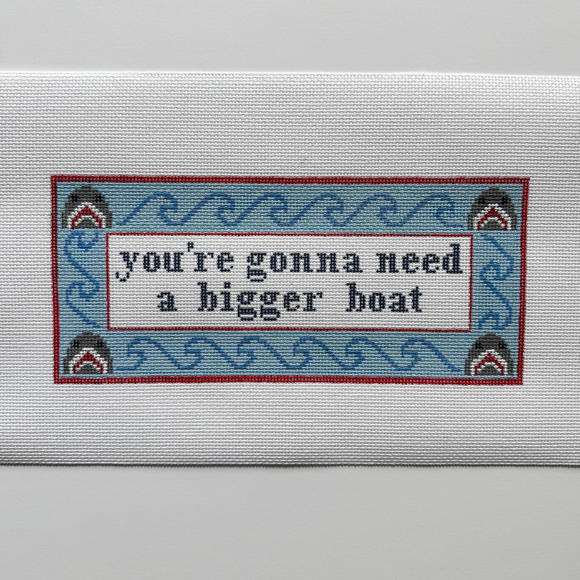 Jaws Inspired - Needlepoint Canvas, Shark Needlepoint, You're gonna need a bigger boat, 13 Mesh