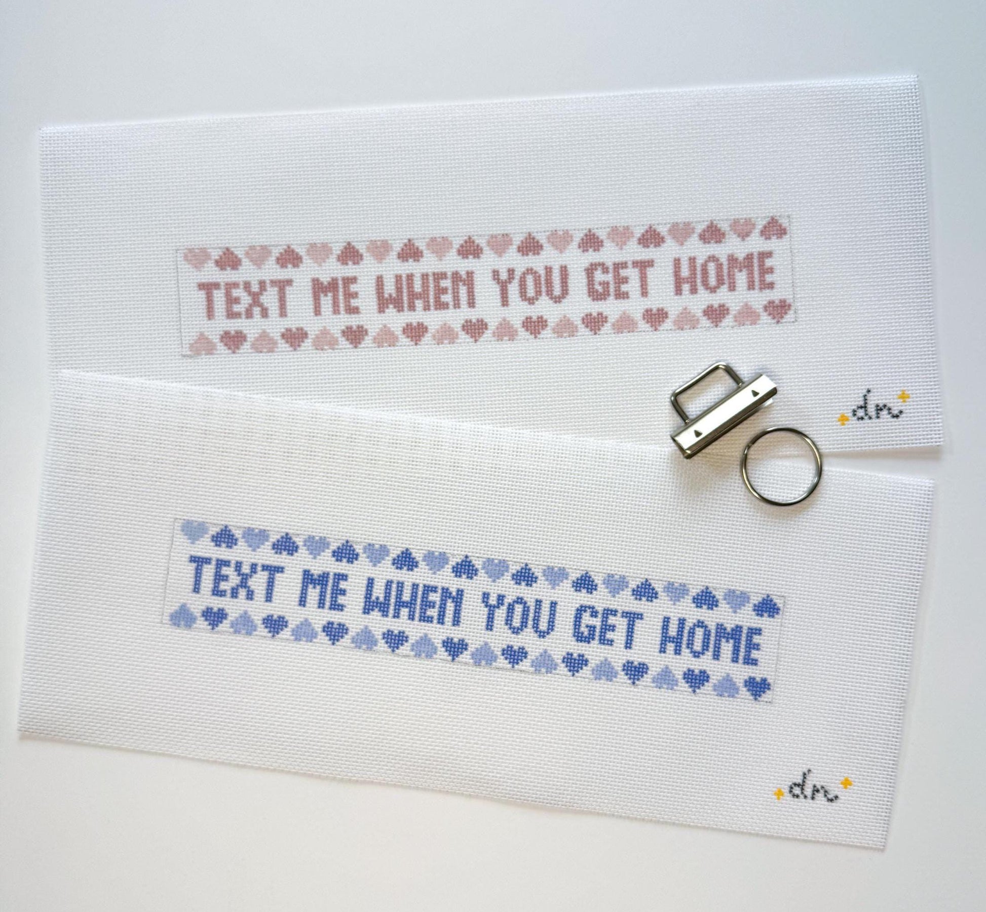 Text Me When You Get Home Needlepoint Canvas Key Fob