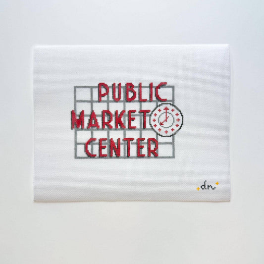 Pike Place Market Needlepoint, Seattle Needlepoint, 18 Mesh