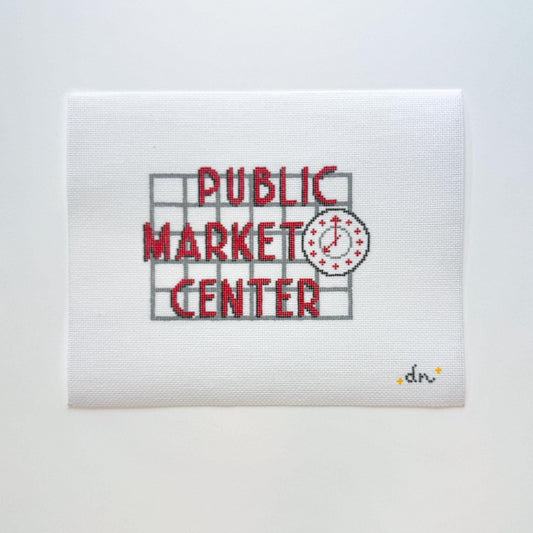 Pike Place Market Needlepoint, Seattle Needlepoint, 18 Mesh