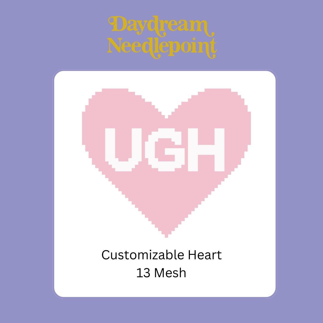 Custom Beginner Needlepoint Heart: 13 Mesh Needlepoint