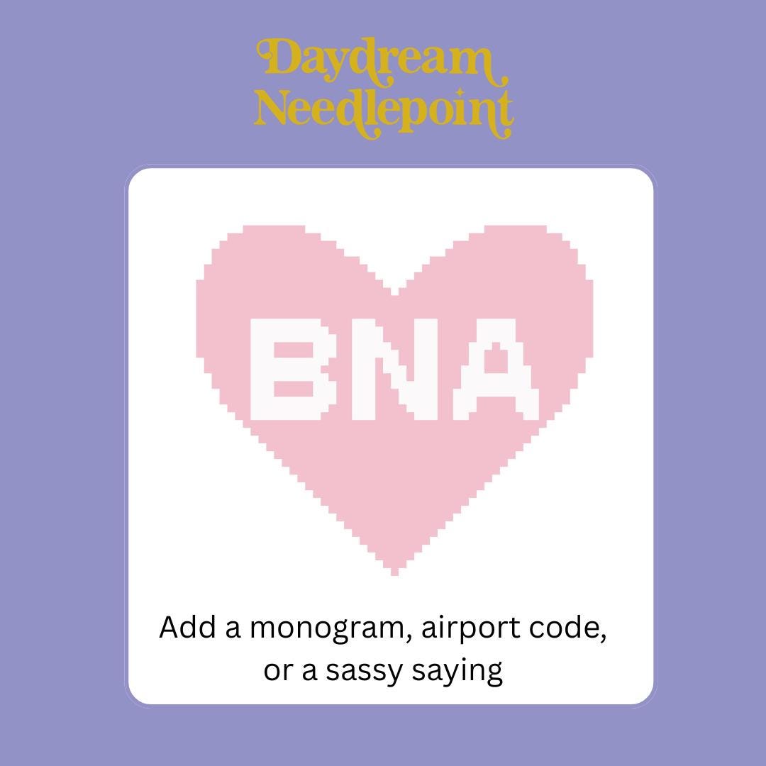 Custom Beginner Needlepoint Heart: 13 Mesh Needlepoint